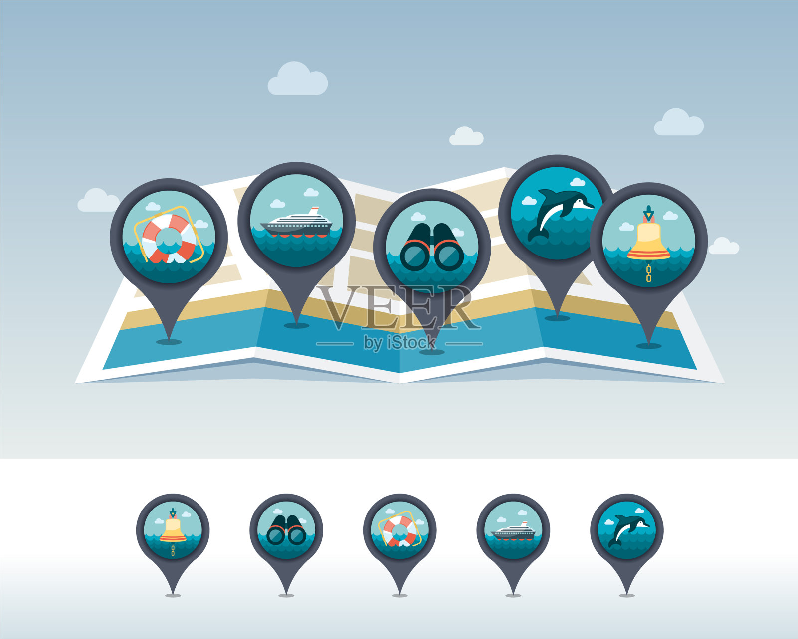 旅行针地图图标位于地图度假插画图片素材