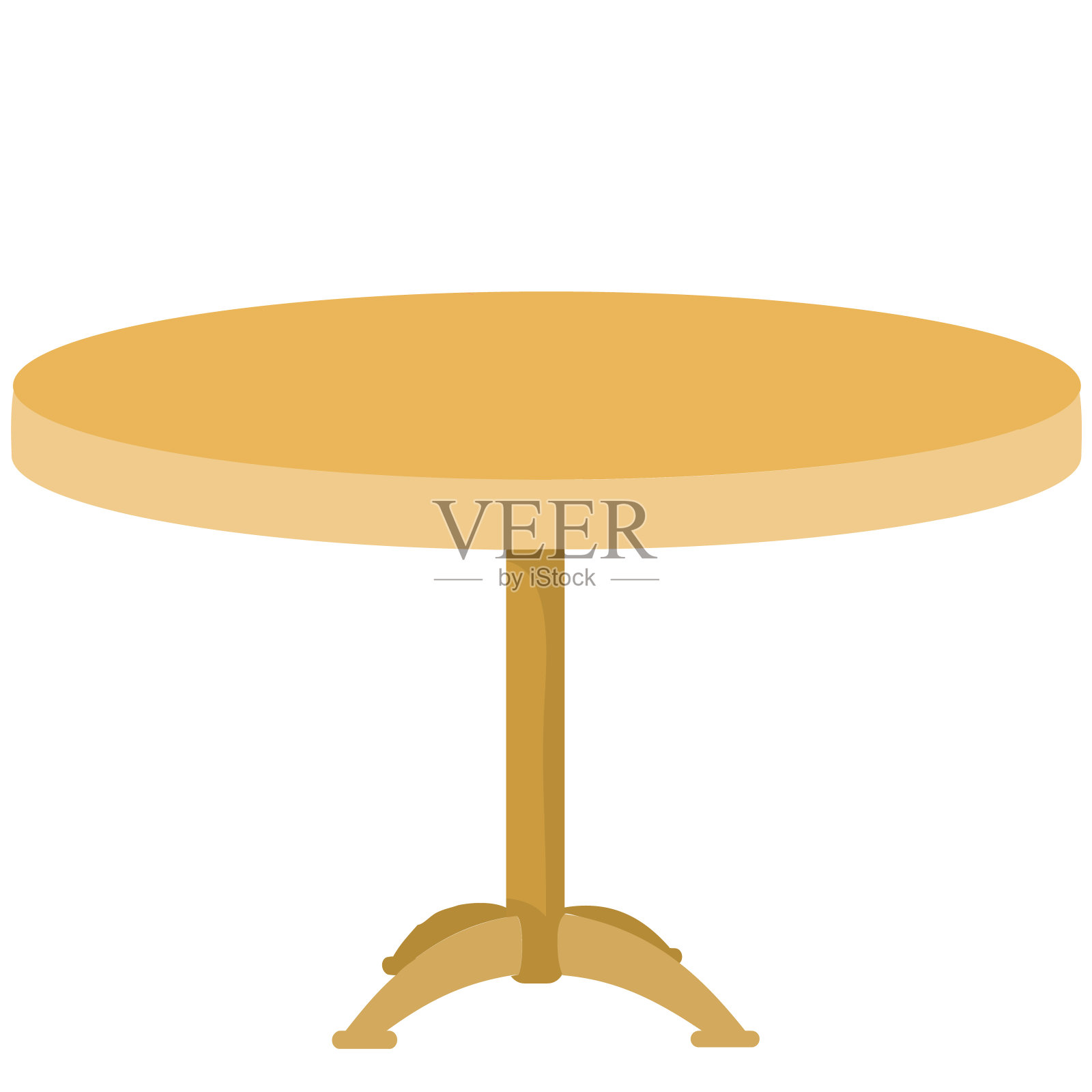 圆桌，孤立的对象在一个白色的背景，矢量插图设计元素图片
