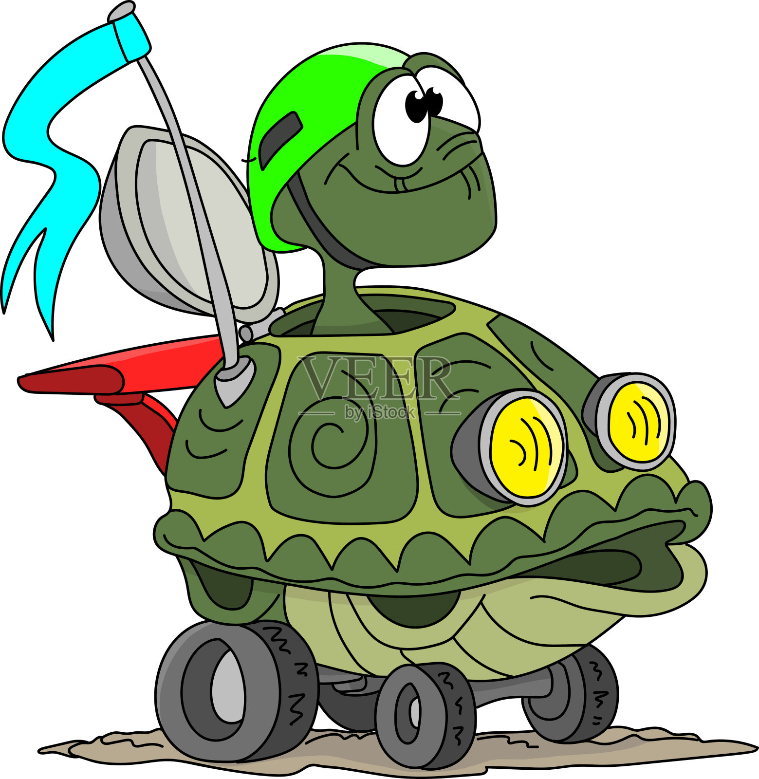 卡通乌龟驾驶他的壳像一个SUV矢量插图设计元素图片
