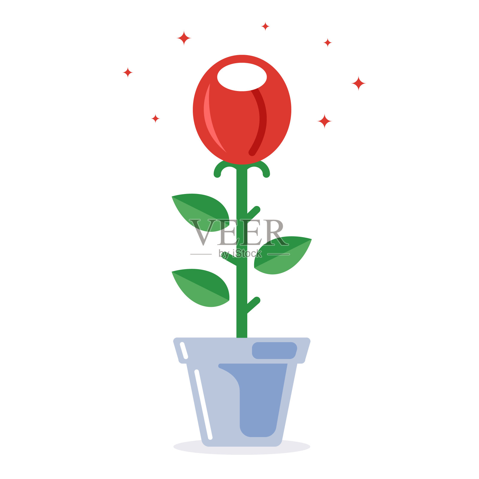 花盆里的红玫瑰，在地里种花设计元素图片