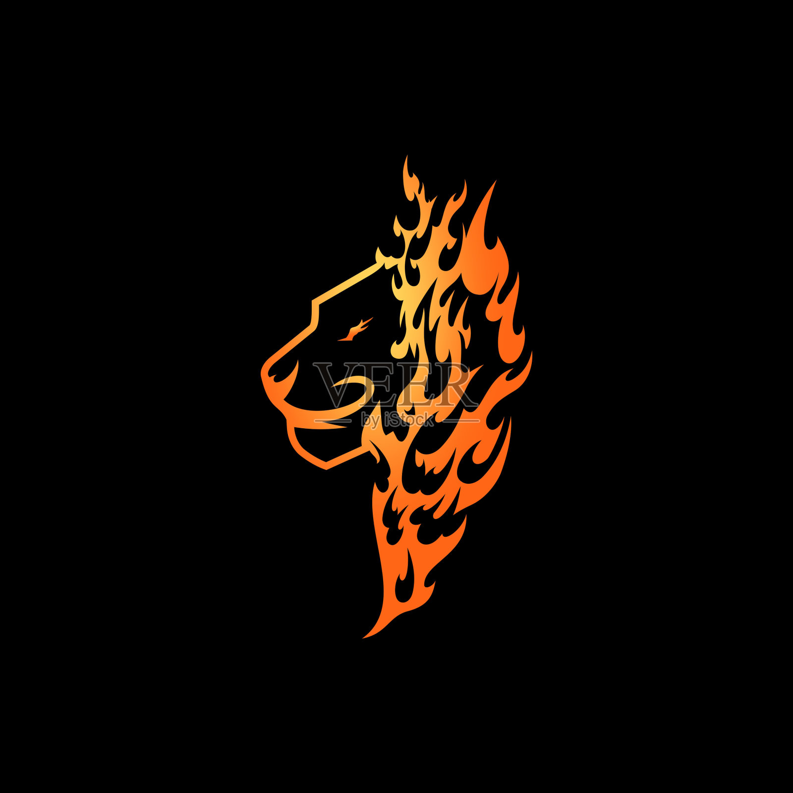 创意狮头火焰标志品牌插画图片素材