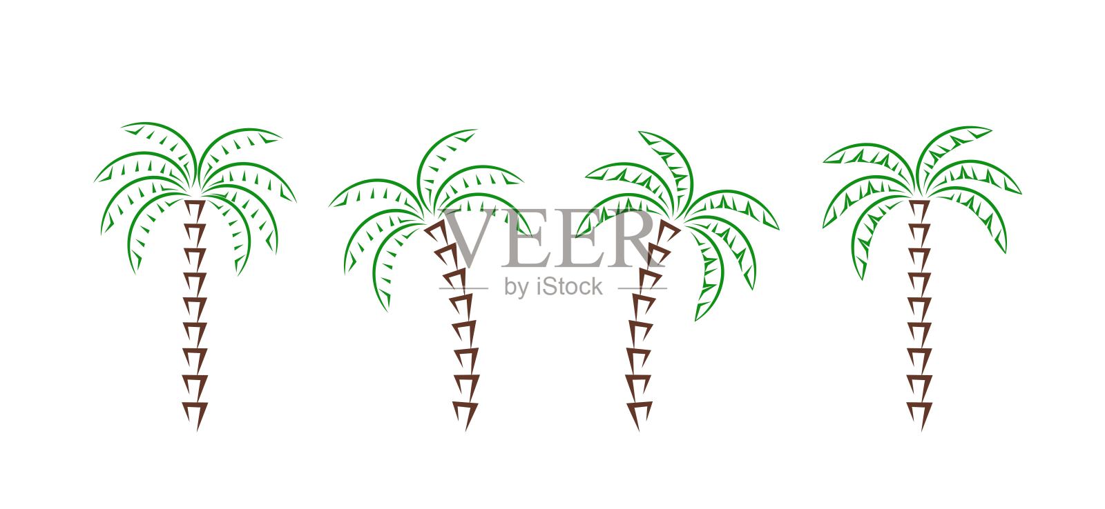 棕榈树的标志。孤立的棕榈树在白色的背景设计元素图片