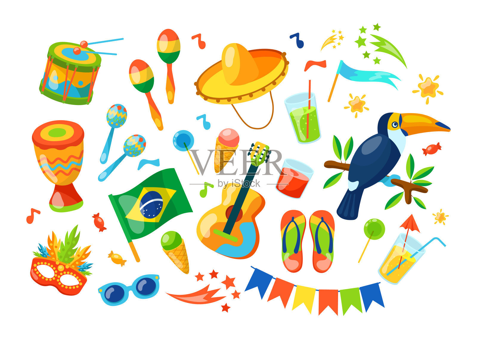 巴西狂欢节。美丽的庆祝派对或面具化装舞会。插画图片素材