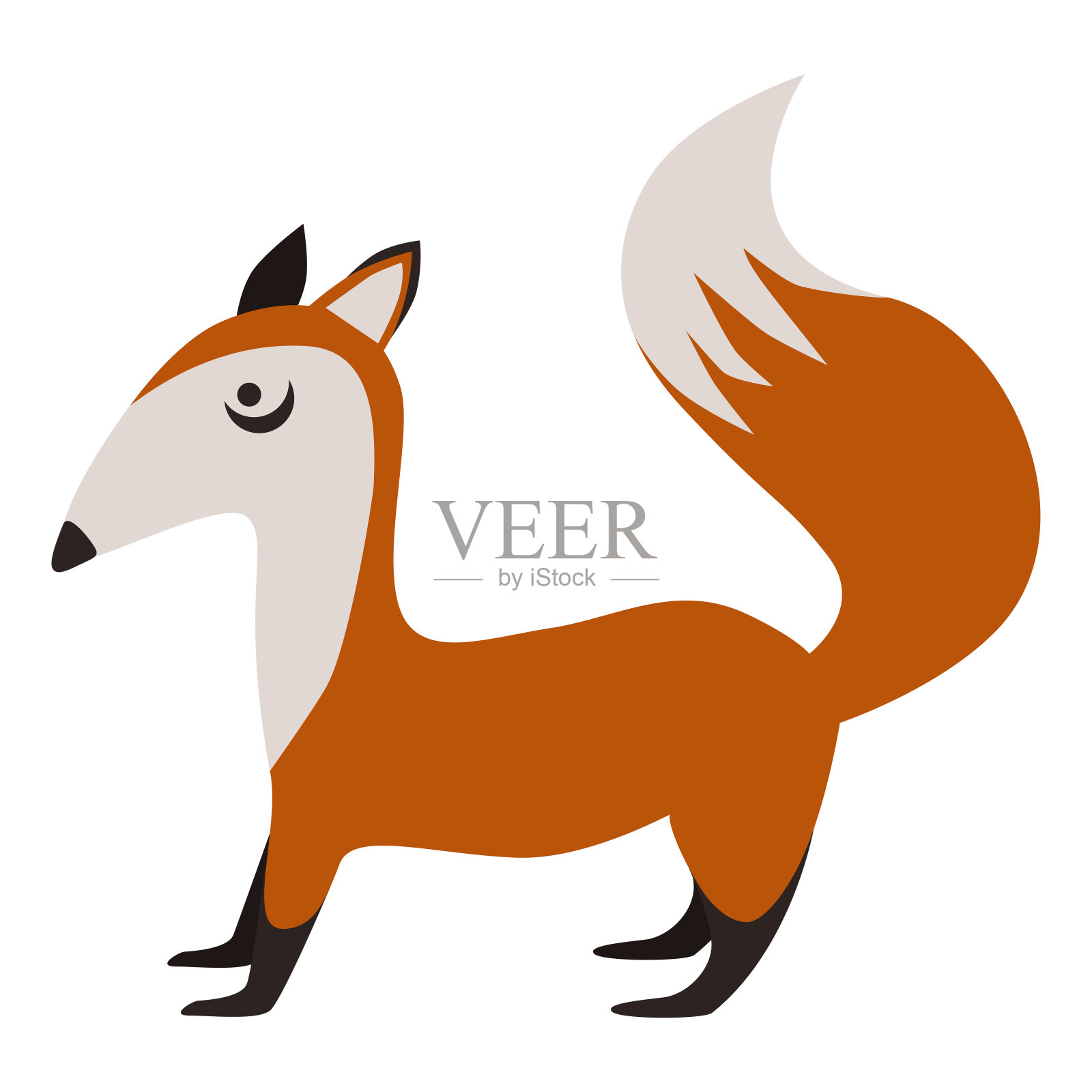 可爱的红狐狸。站在福克斯。矢量插图孤立在白色背景卡通风格的设计和网页。设计元素图片