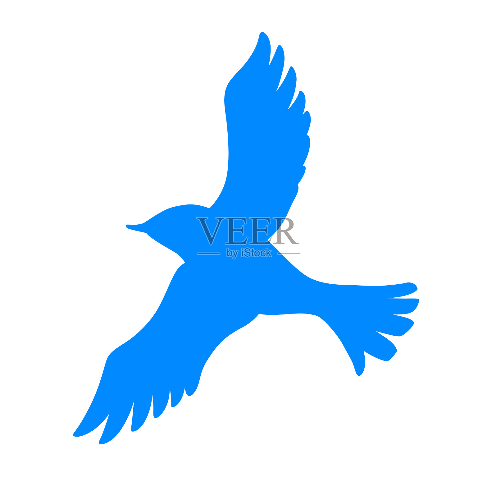 蓝色的鸟与展开翅膀的图标设计元素图片