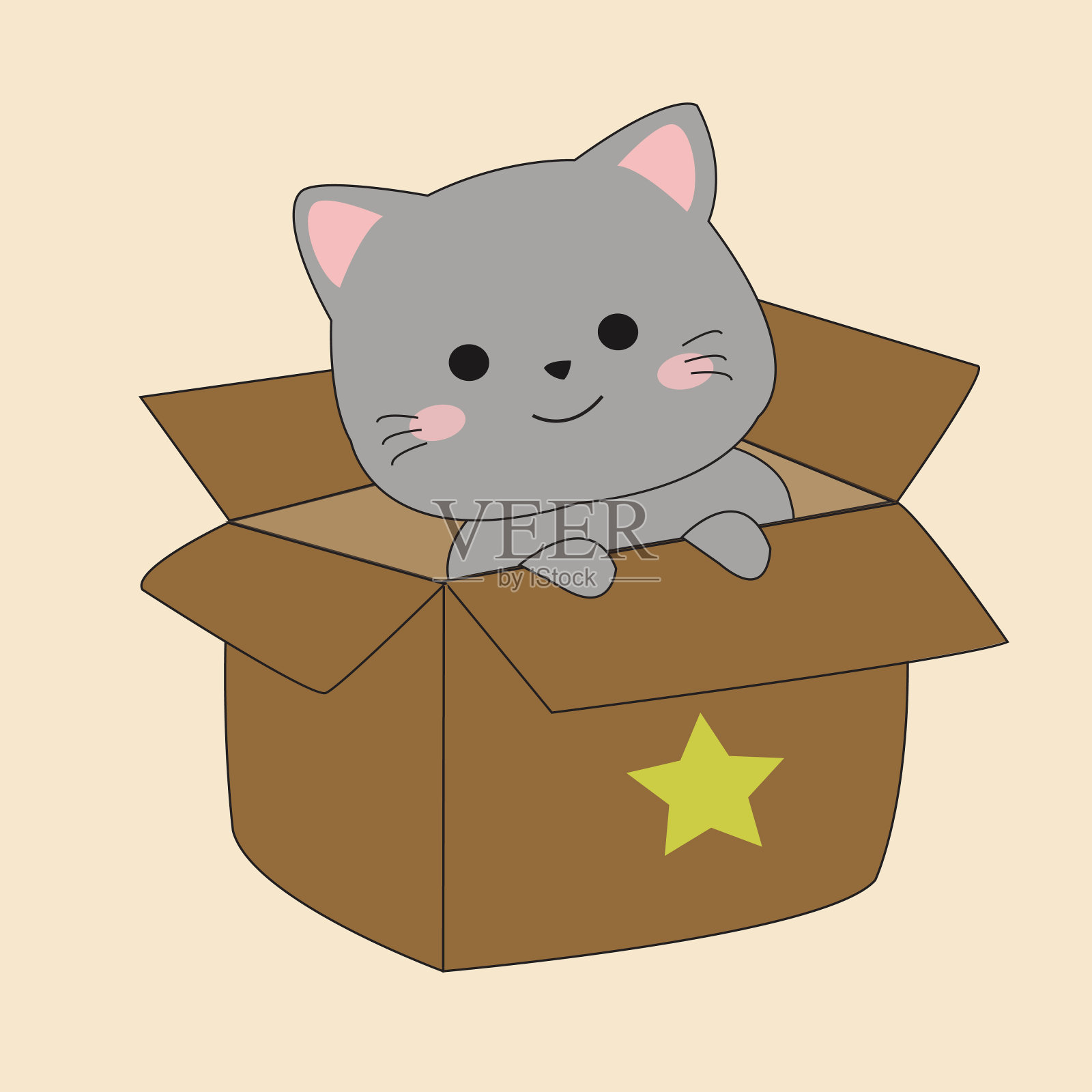 插图向量图形的猫在盒子卡通插画图片素材