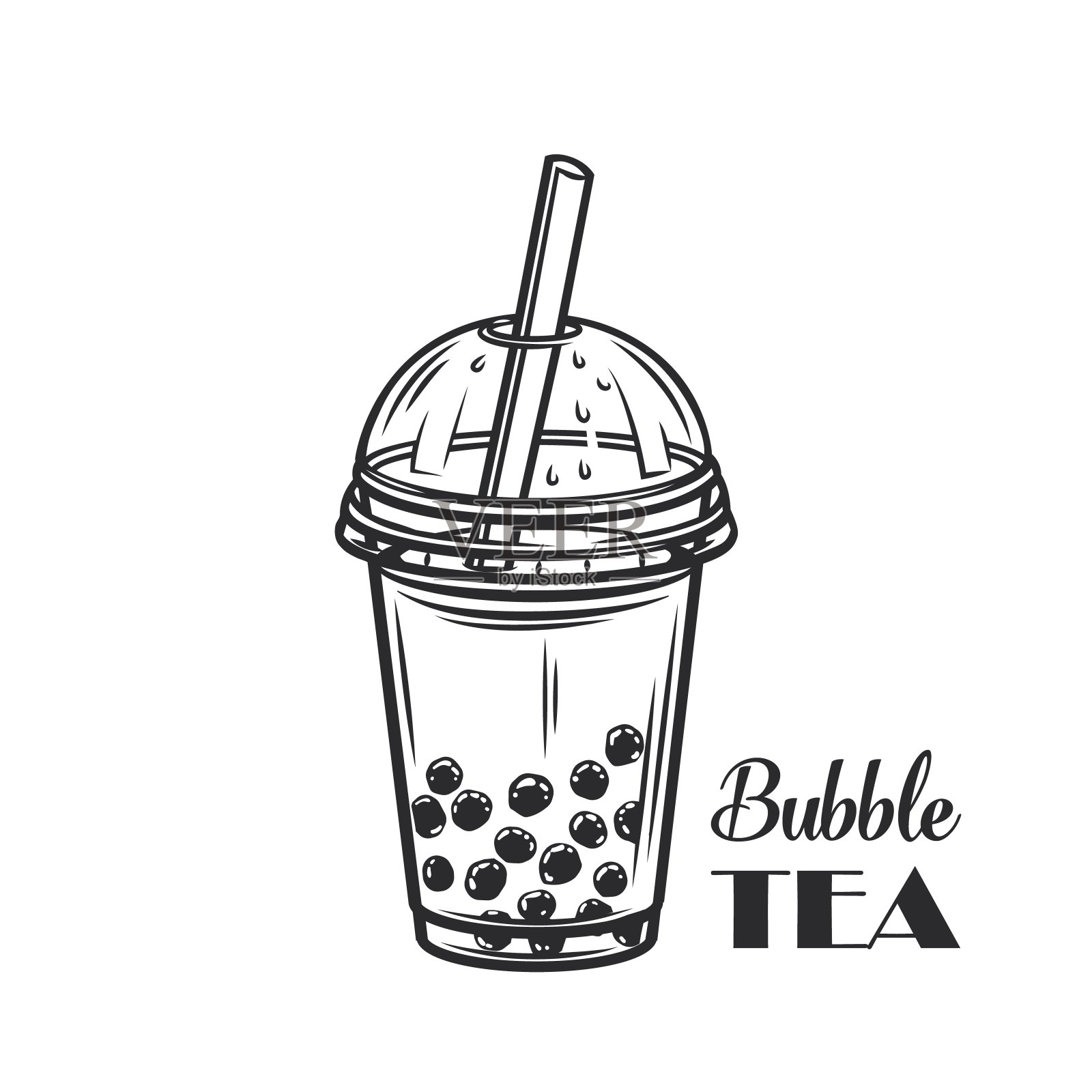 泡泡奶茶概述插画图片素材