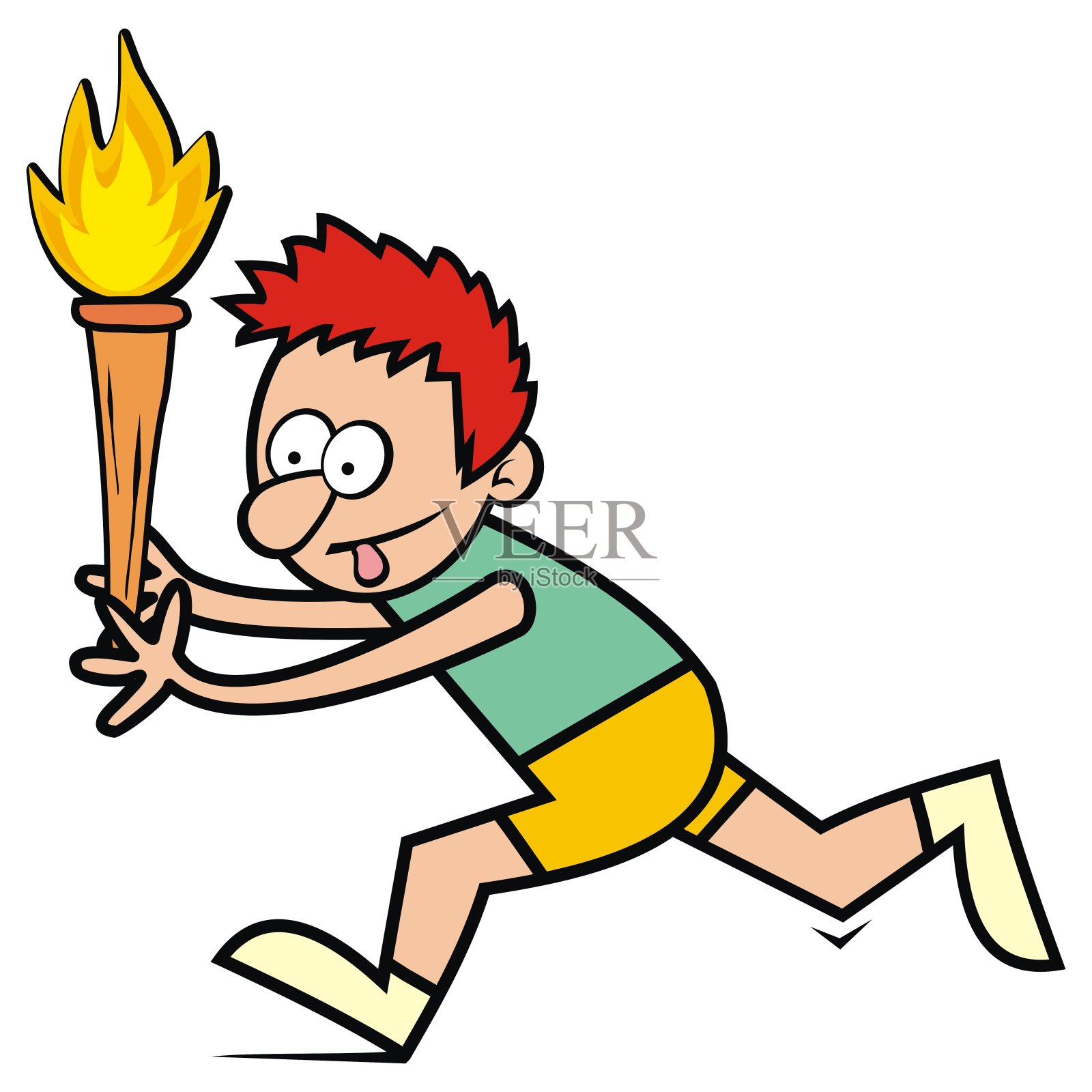卡通插图一个人拿着火炬，eps跑。设计元素图片