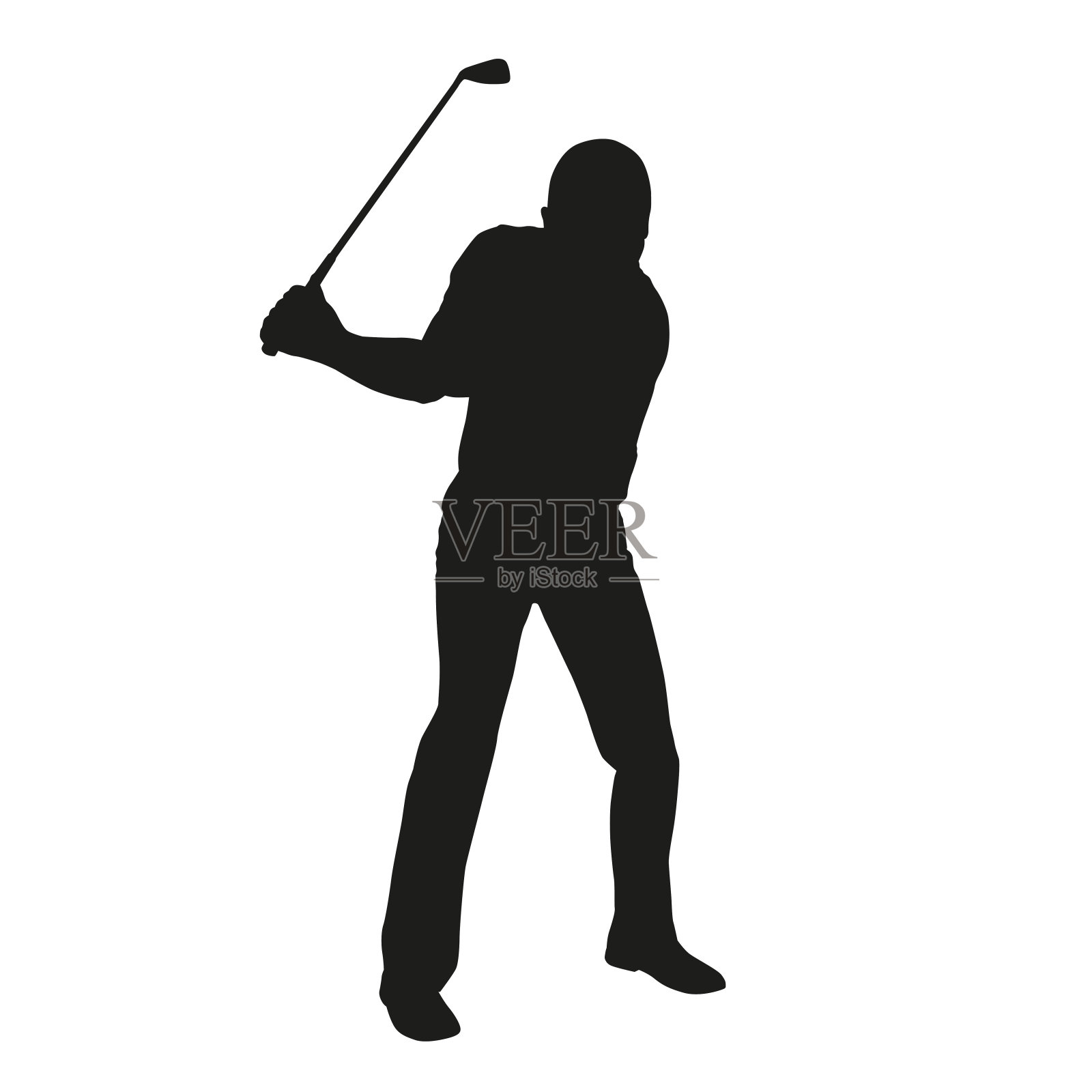 高尔夫球手，孤立的矢量剪影设计元素图片