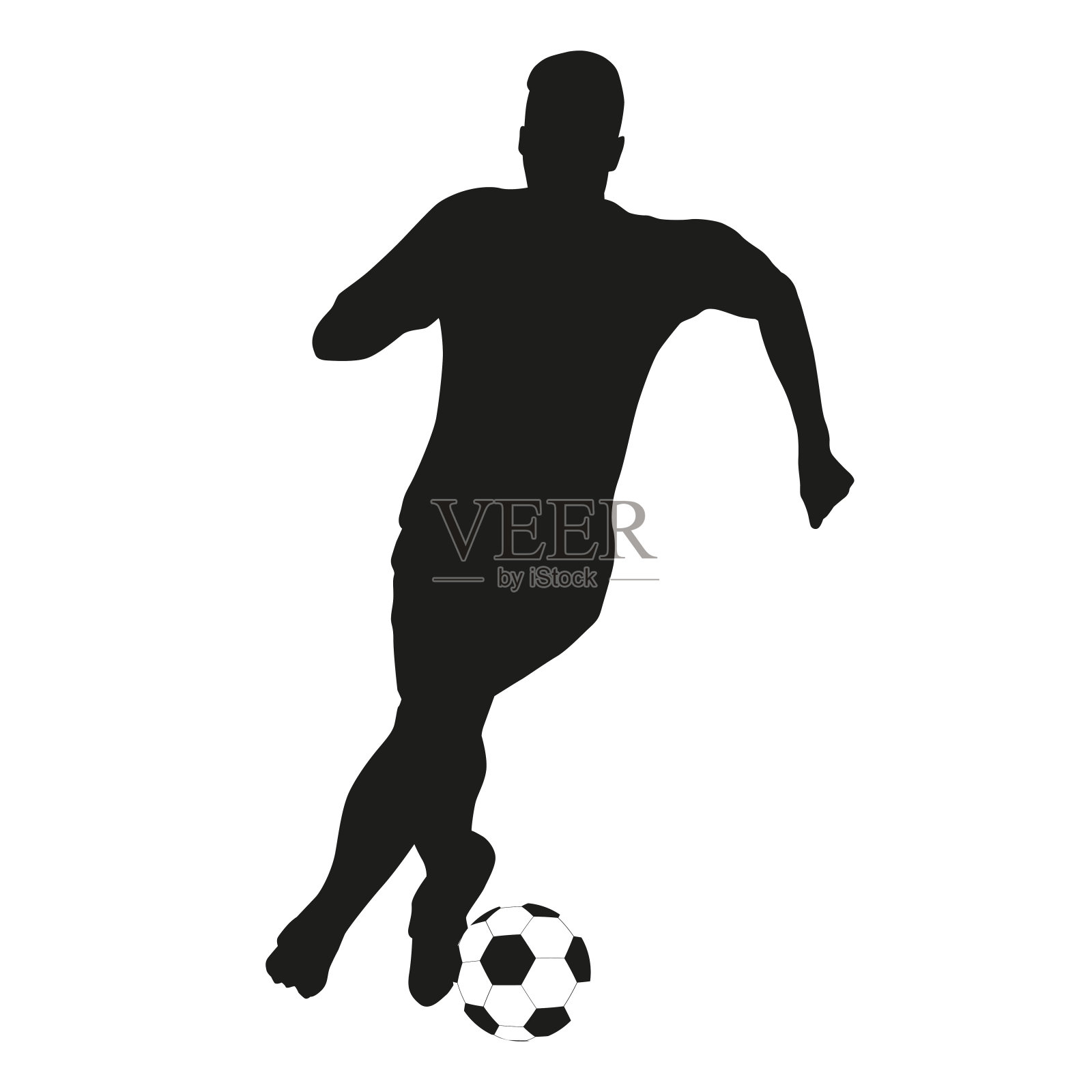 足球运动员向量剪影与球插画图片素材