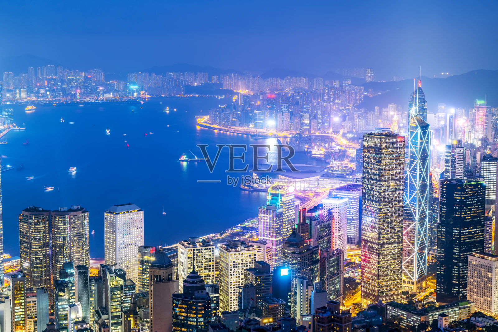 深圳建筑景观天际线全景夜景照片摄影图片