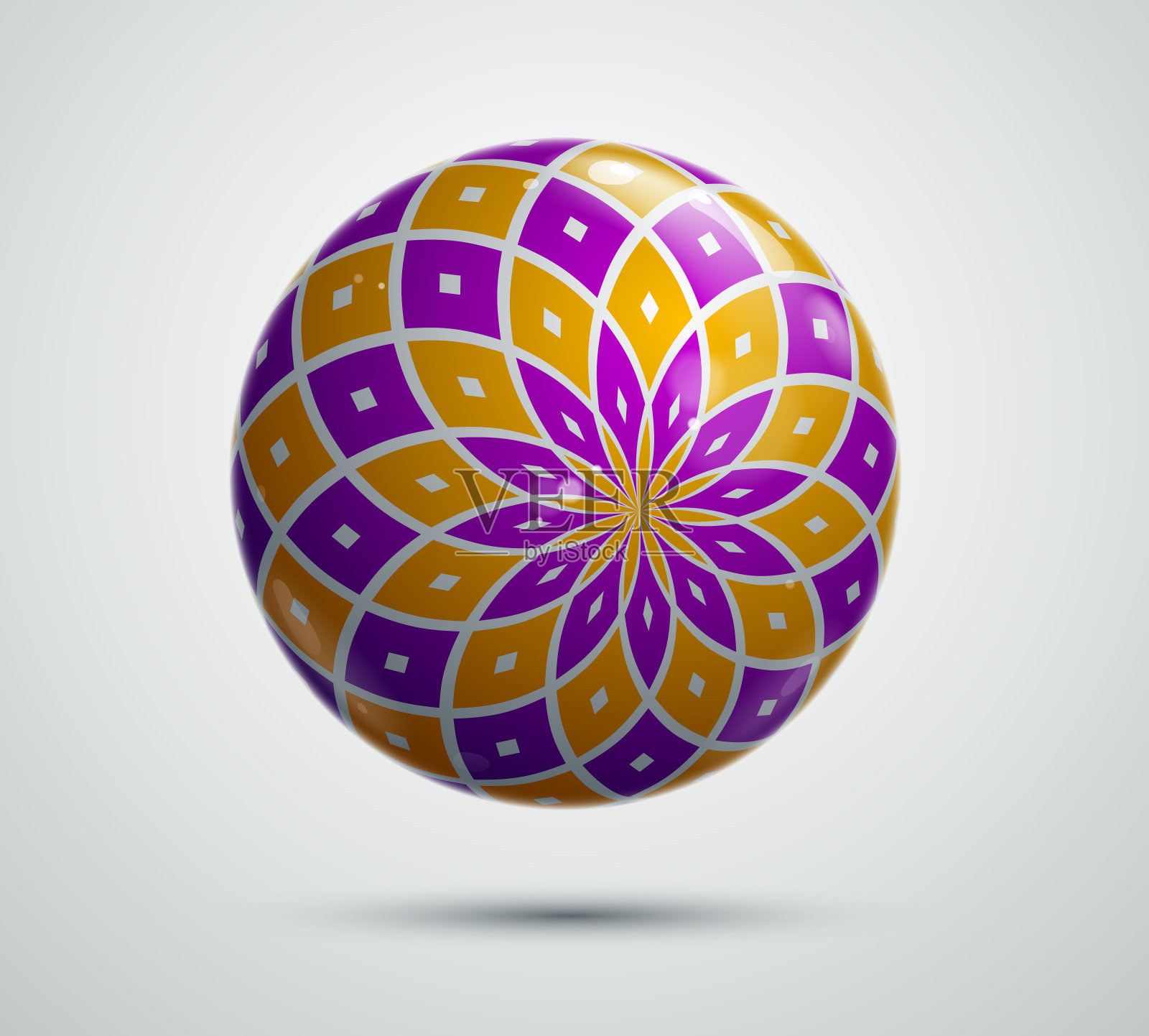 抽象矢量现实光泽球，美丽的节日球装饰图案，平面设计元素。插画图片素材