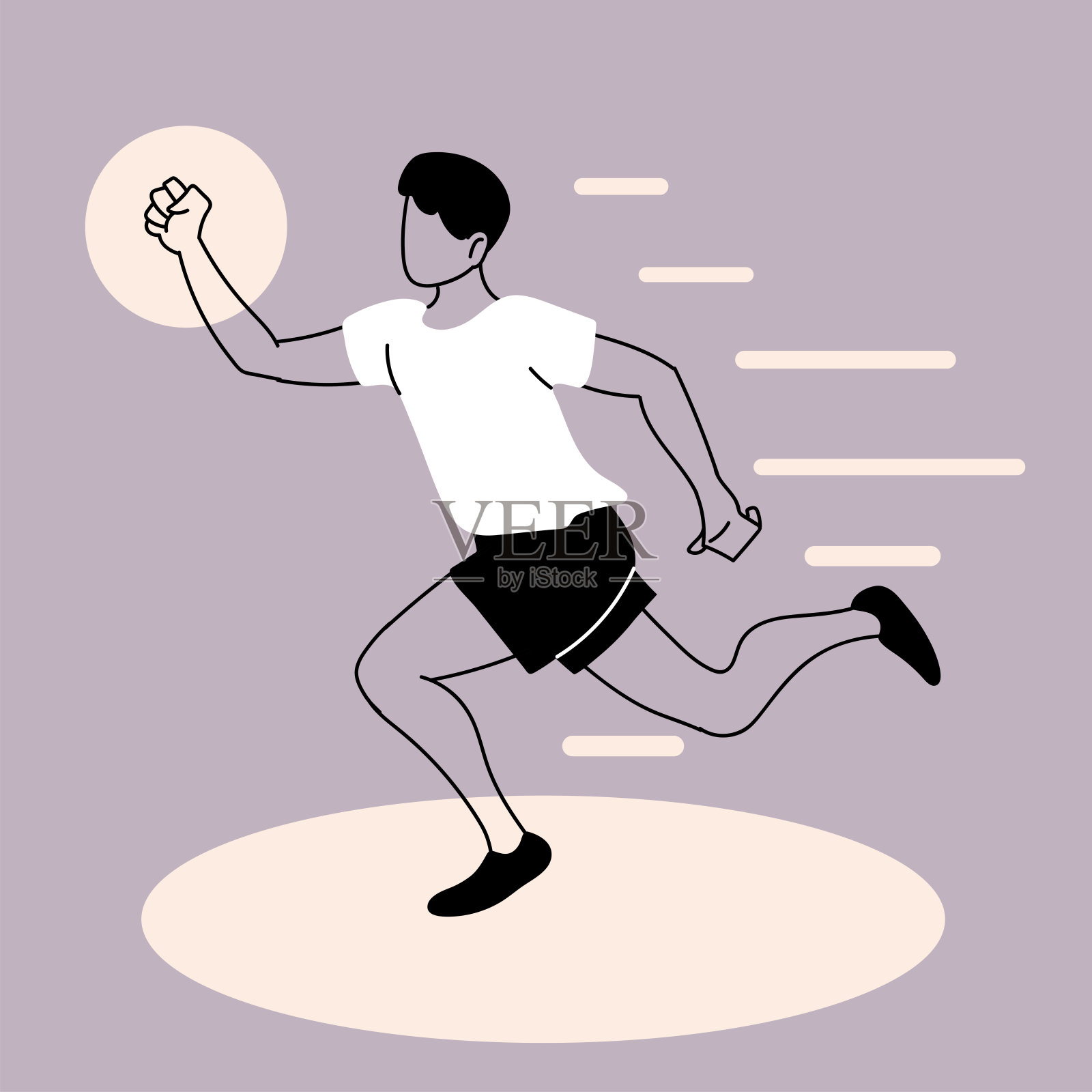 男人跑步或慢跑，男人运动员跑步插画图片素材