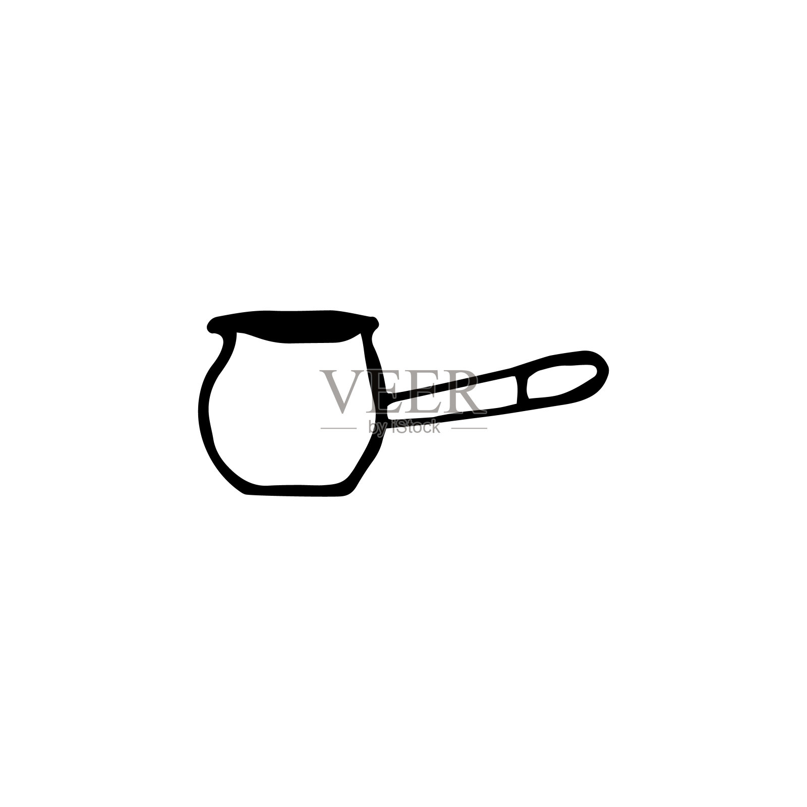 涂鸦风格的土耳其咖啡。在cezve中冲泡热饮设计元素图片