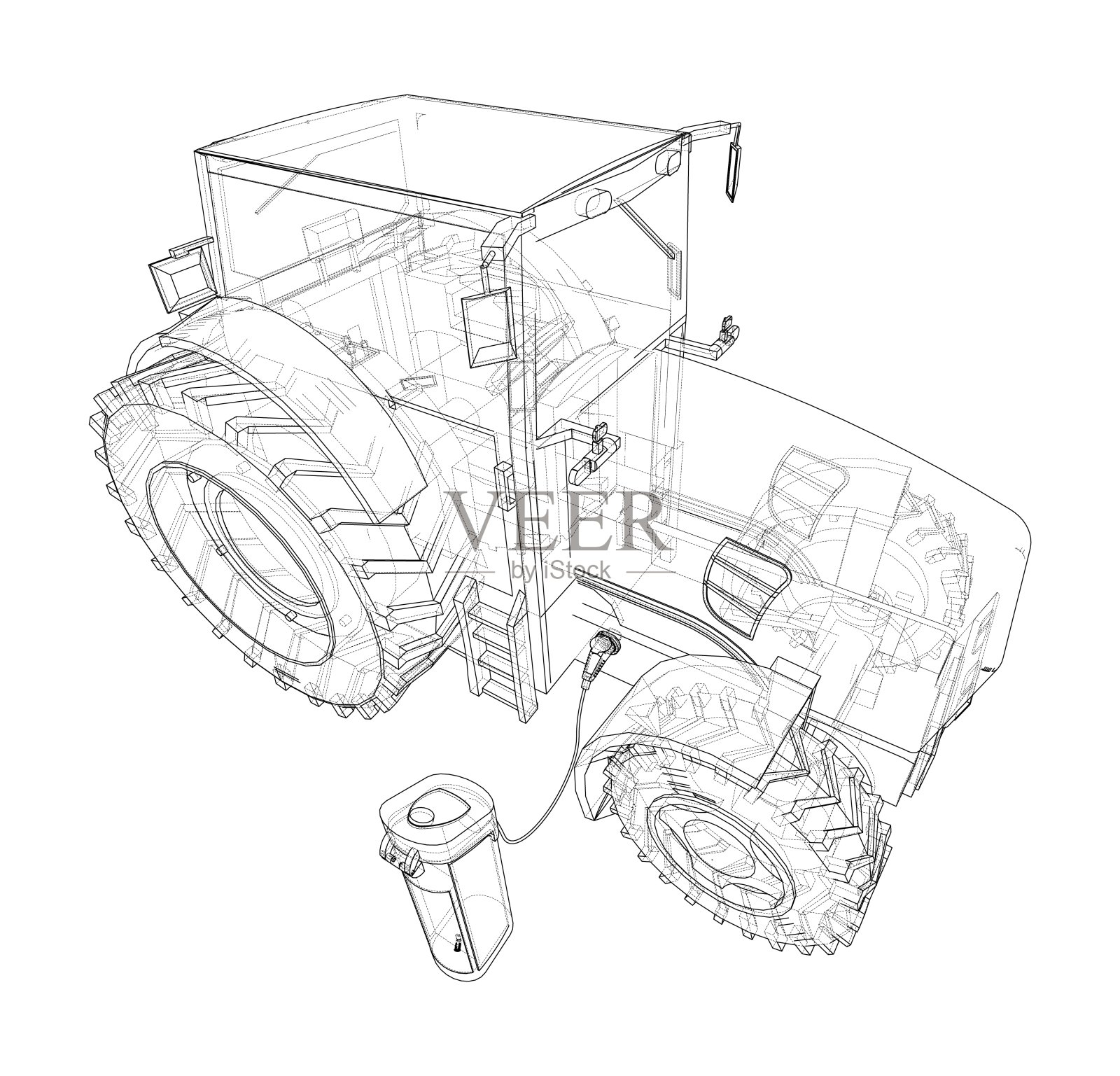 电动农用拖拉机充电站示意图插画图片素材