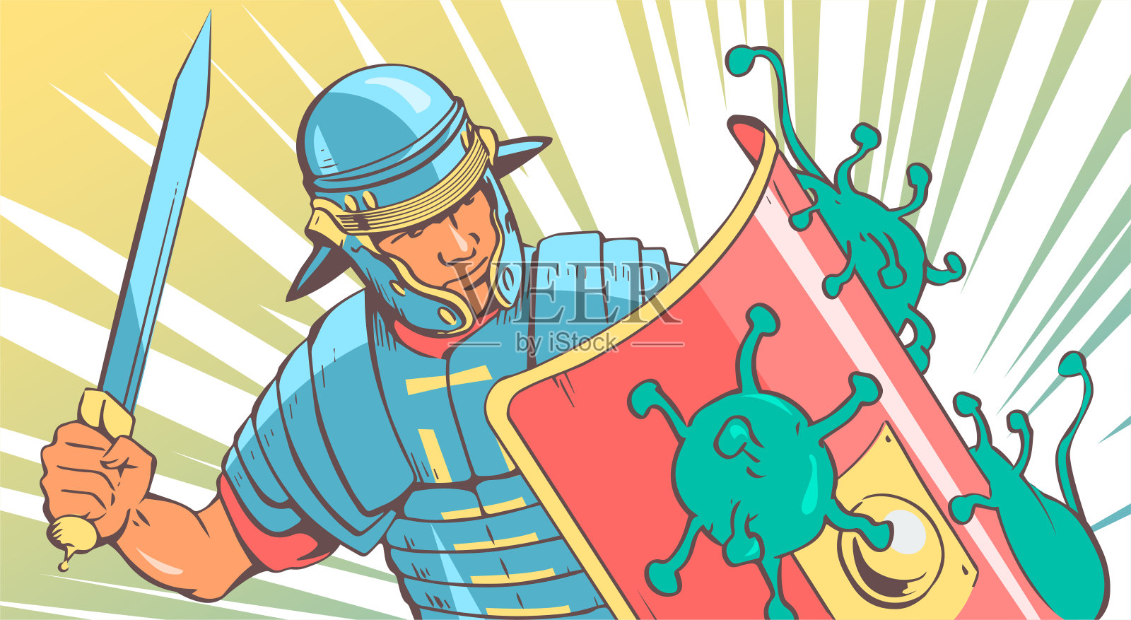罗马军团抗击冠状病毒。插画图片素材