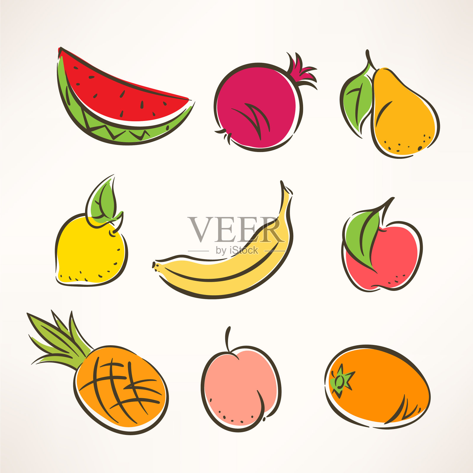 程式化的水果- 2插画图片素材