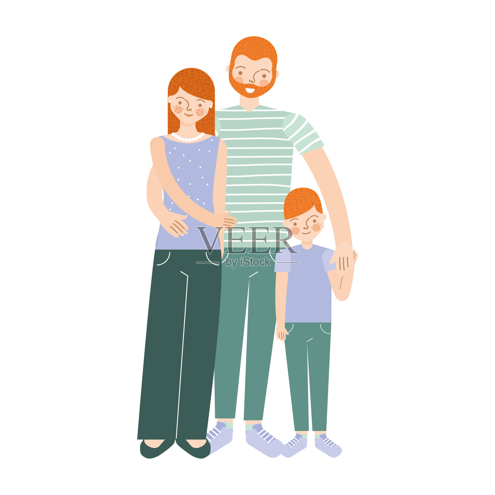 幸福的家庭的卡通。向量插画图片素材