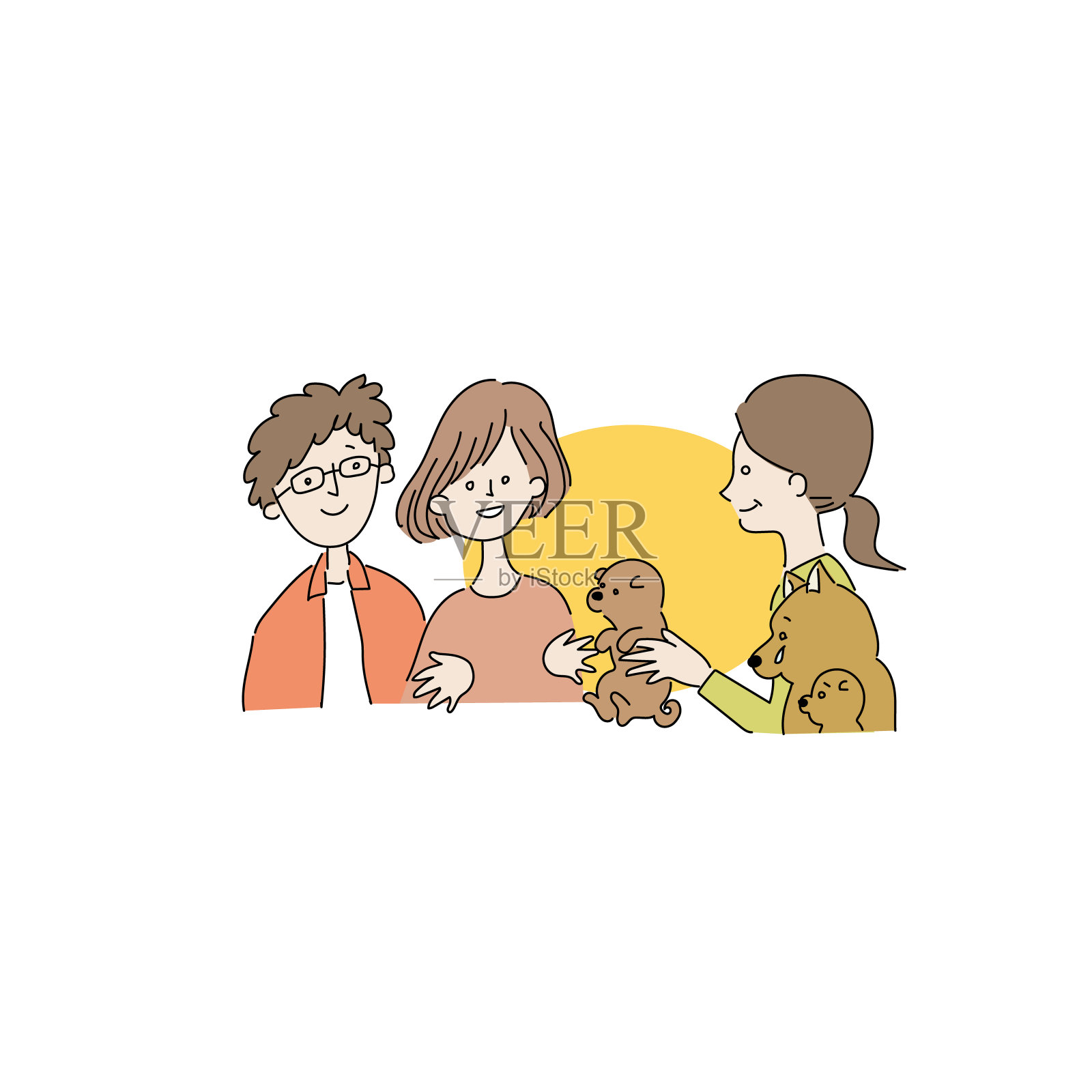 方形画幅微笑日本小狗动物狗卡通合同伴侣日本柴犬饲养员宠物收养寄养