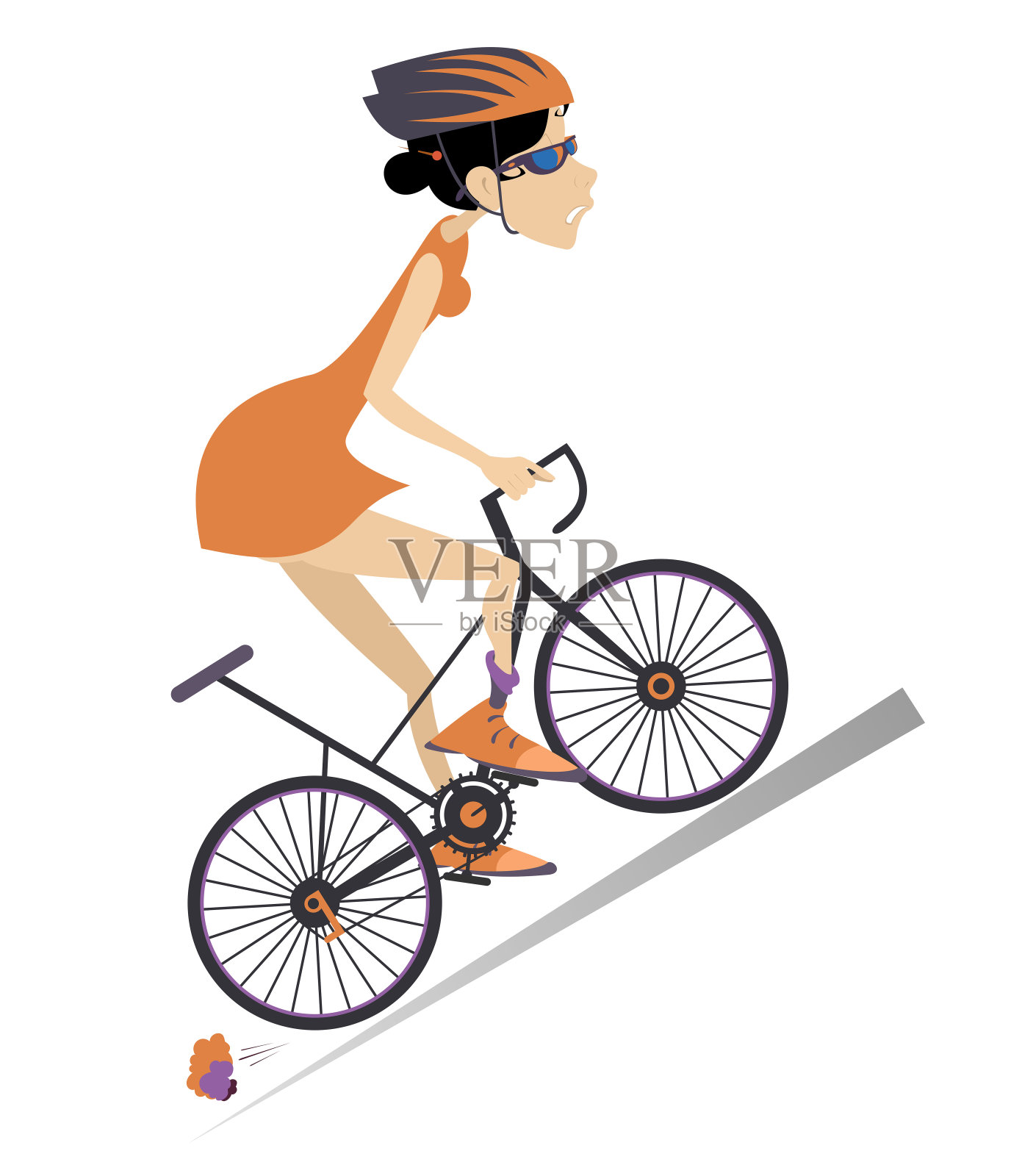 疲惫的自行车骑自行车孤立的插图。插画图片素材