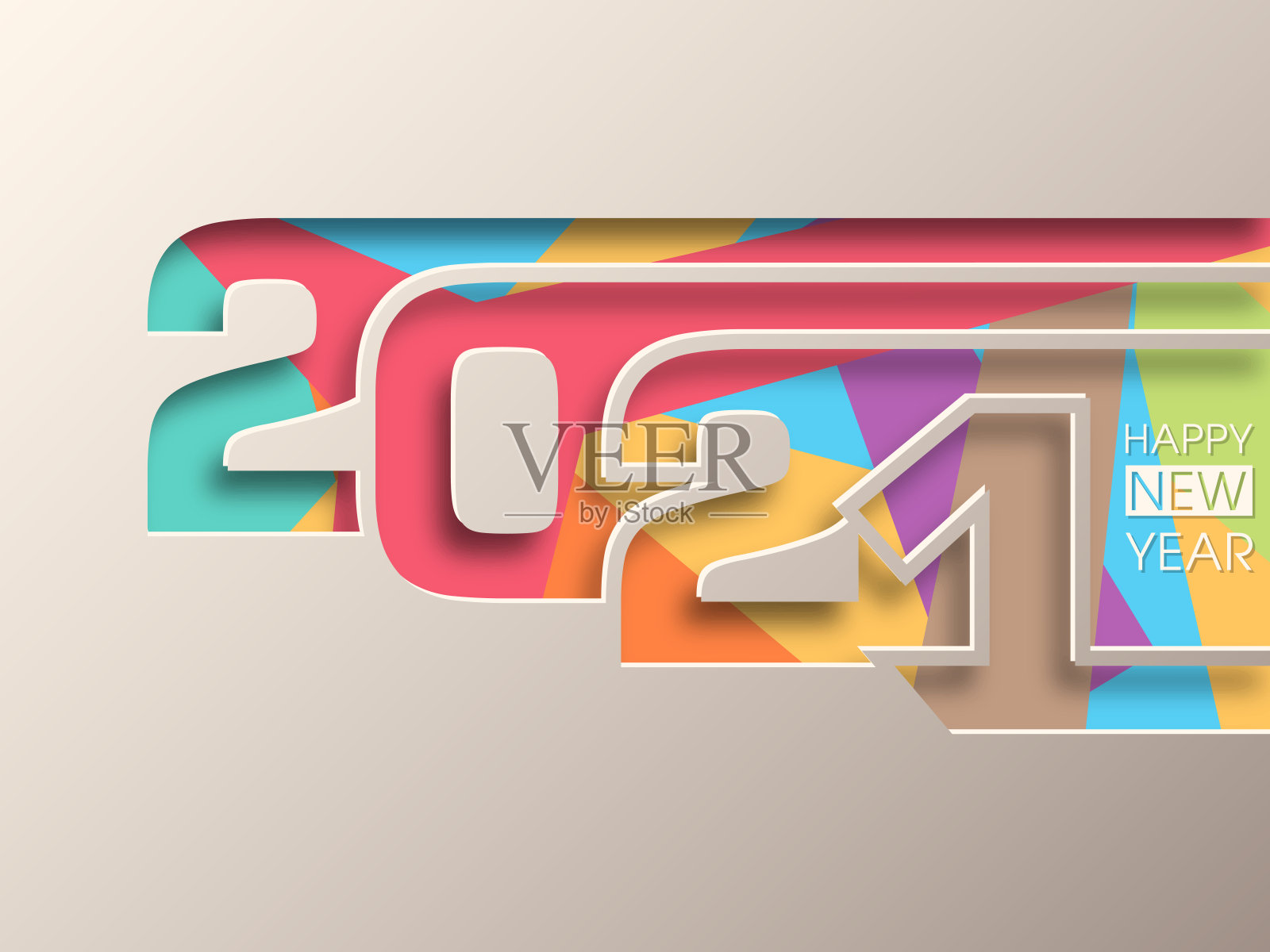 2021年新年快乐文本设计向量。插画图片素材