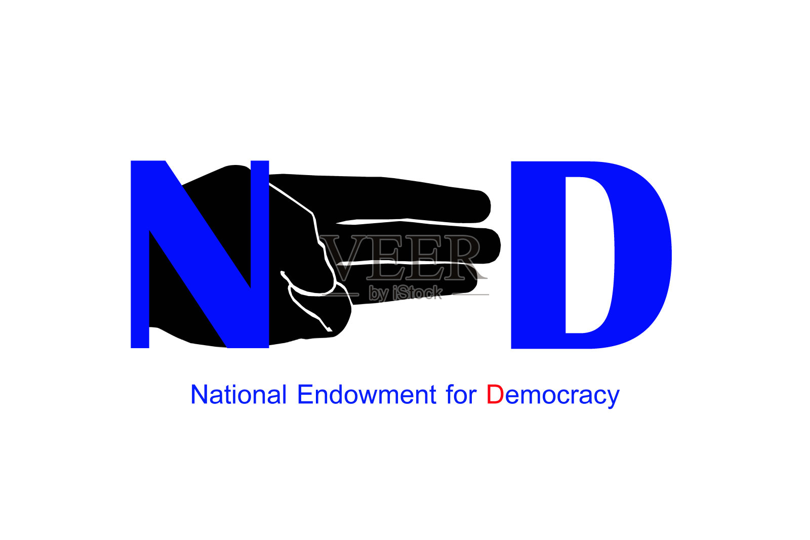 三指敬礼概念在泰国的白色背景下，“NED”是国家民主基金会插画图片素材
