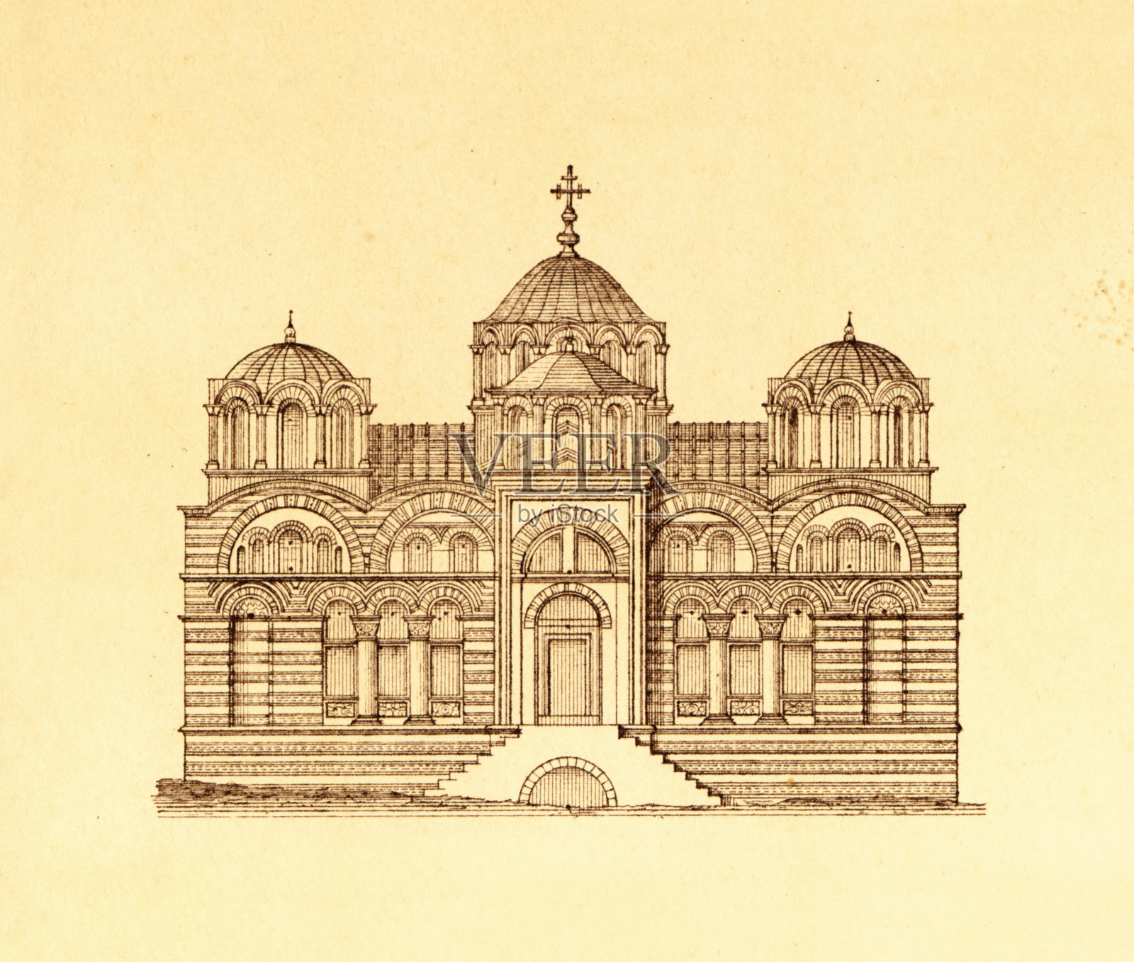 土耳其伊斯坦布尔Pammakaristos教堂|古董建筑插图插画图片素材