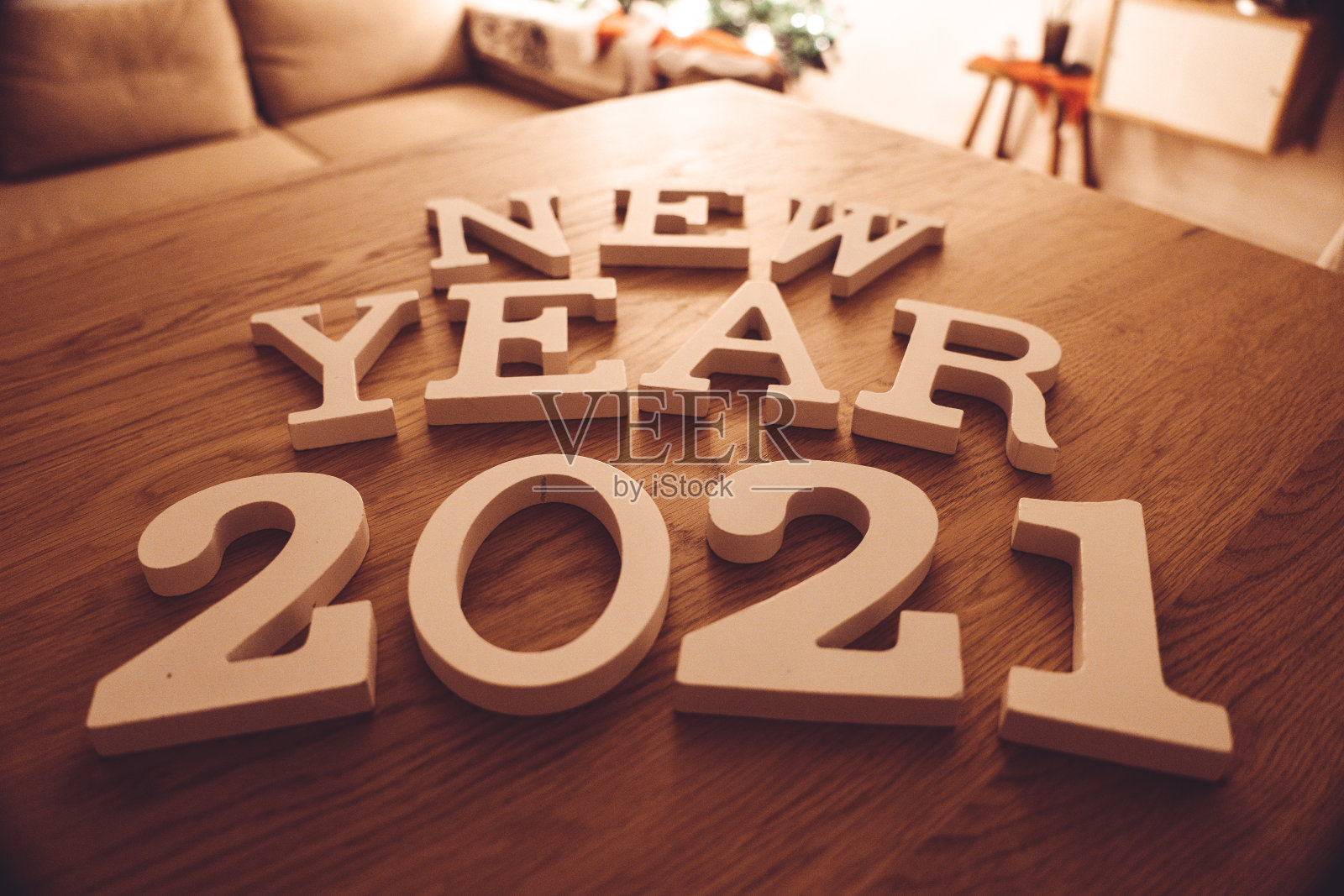 2021年新年文在木板上照片摄影图片