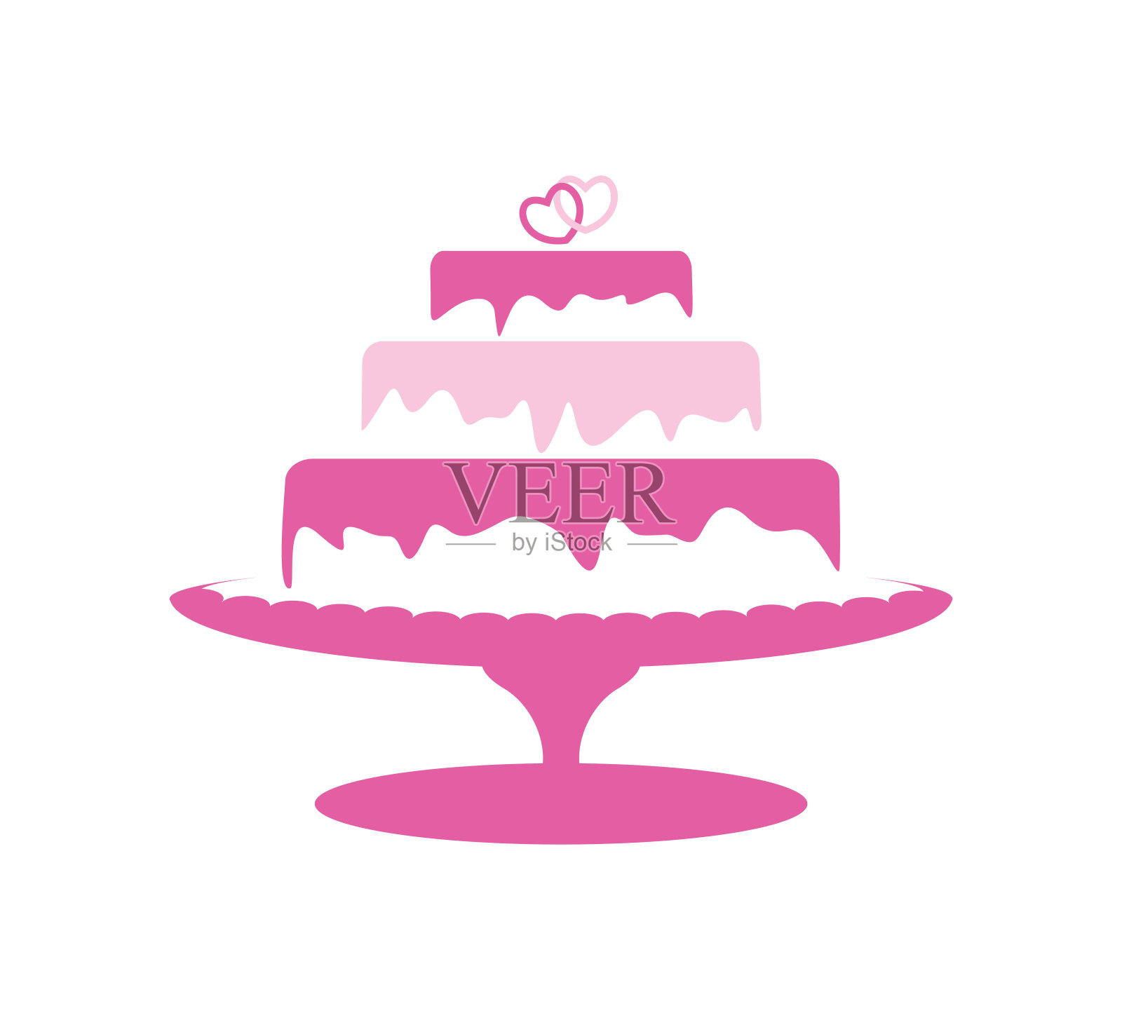 甜蜜的分层爱婚礼蛋糕图标-股票矢量插画图片素材