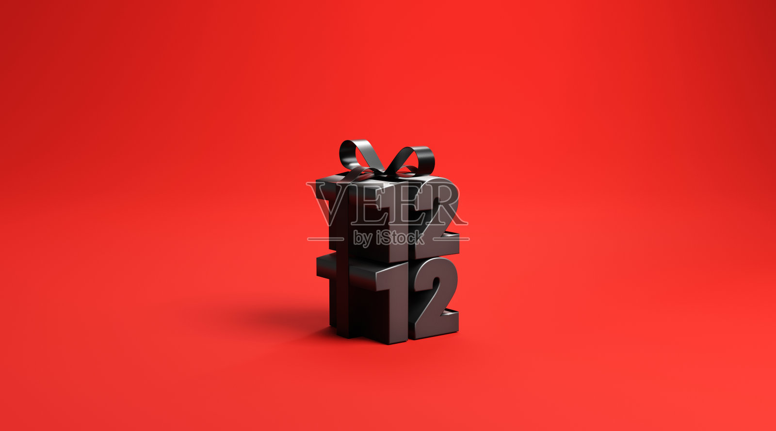 12.12购物日促销礼盒，红色背景，创意和创意，拷贝空间。照片摄影图片