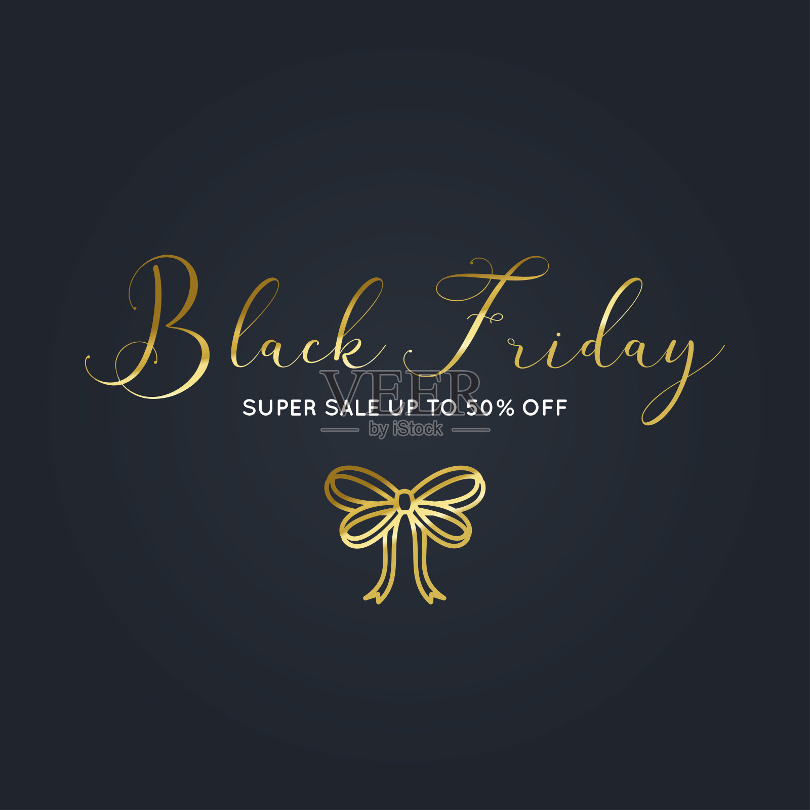 Beautiful Black Friday gold banner with a bow vector背景图片素材