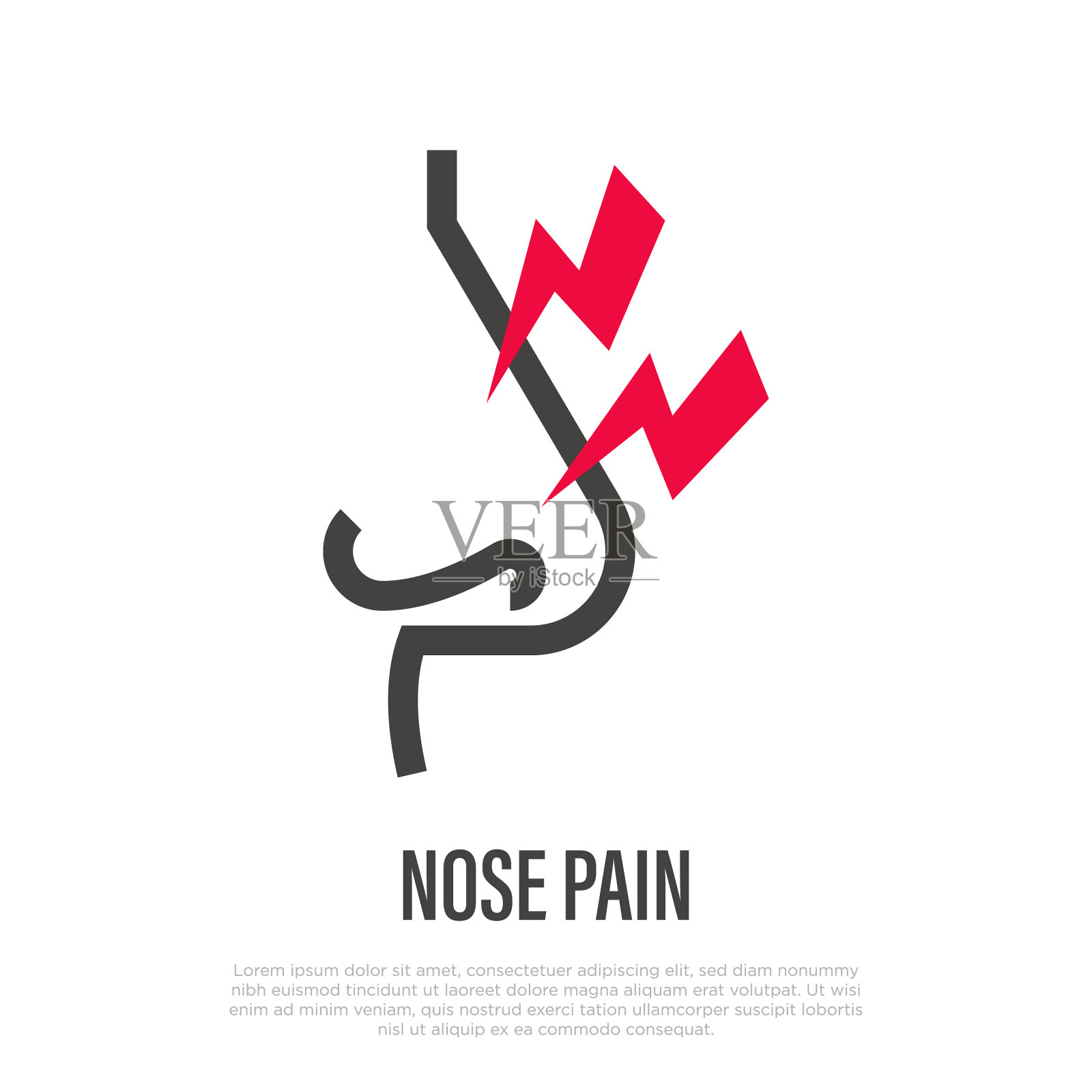 鼻痛细线象徵鼻炎插画图片素材