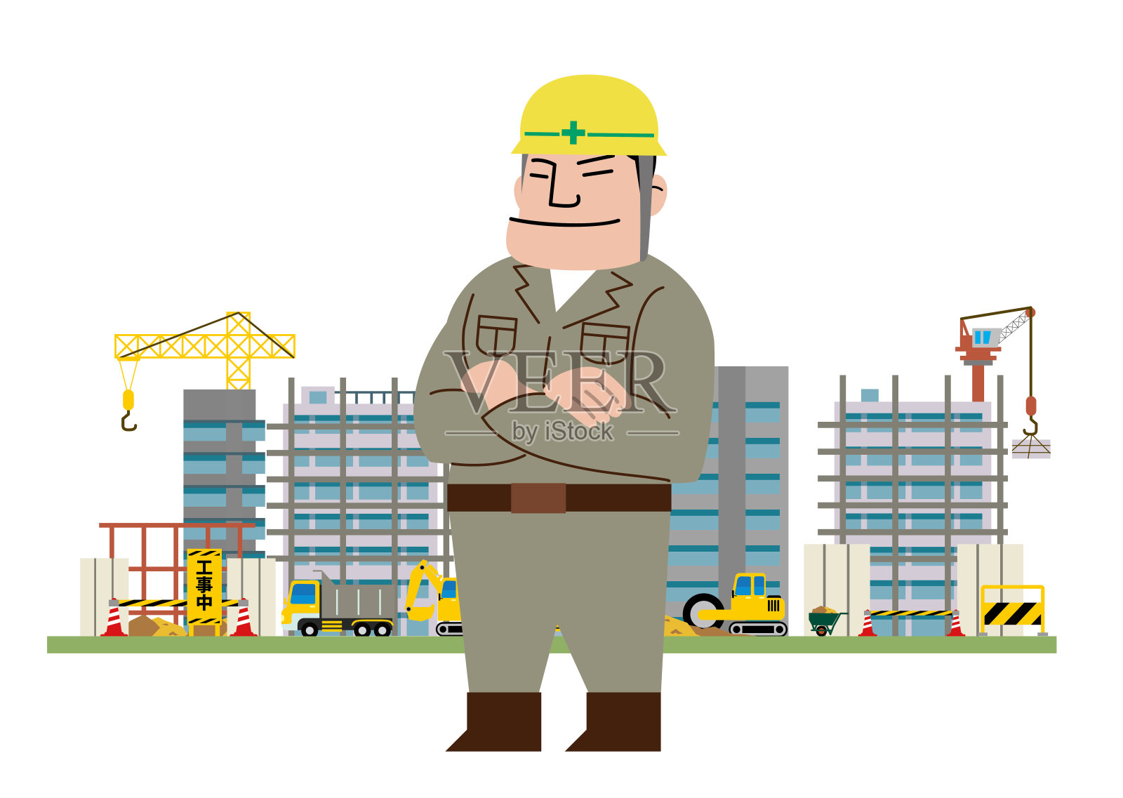 建筑工人的男性插画图片素材