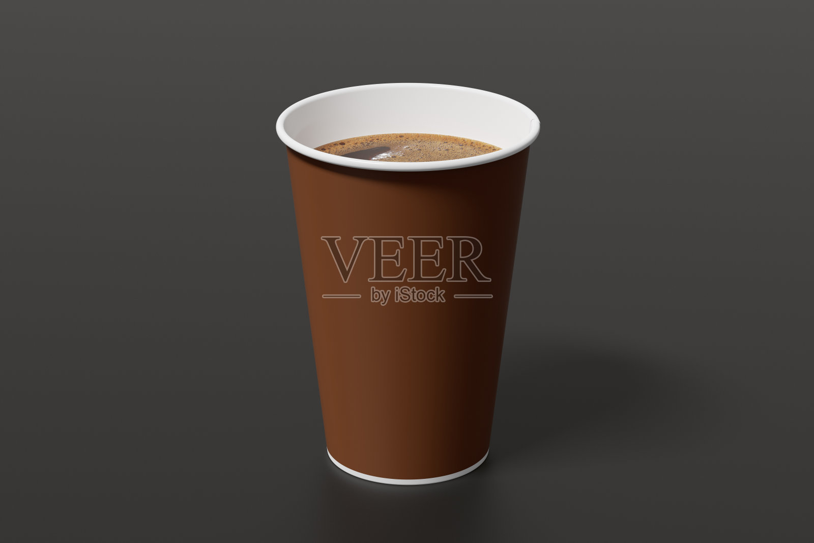 咖啡色带走咖啡纸杯模型上的黑色背景。照片摄影图片