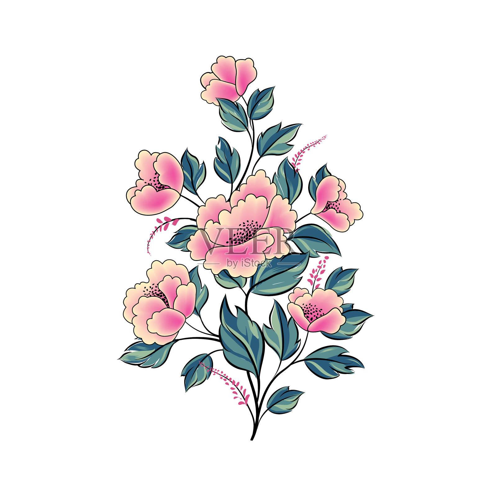花背景花玫瑰花束孤立插画图片素材