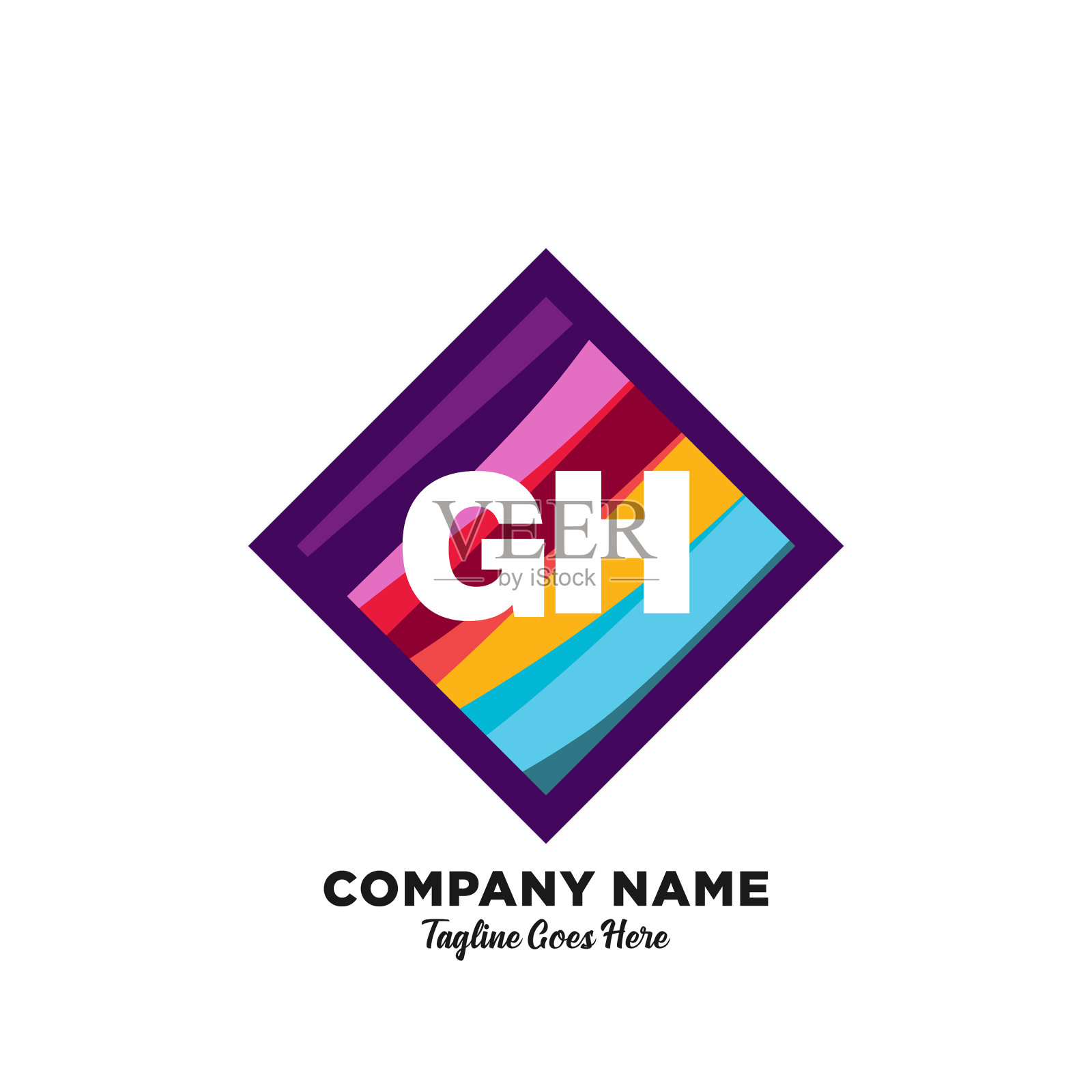 Gh初始标志与彩色模板插画图片素材