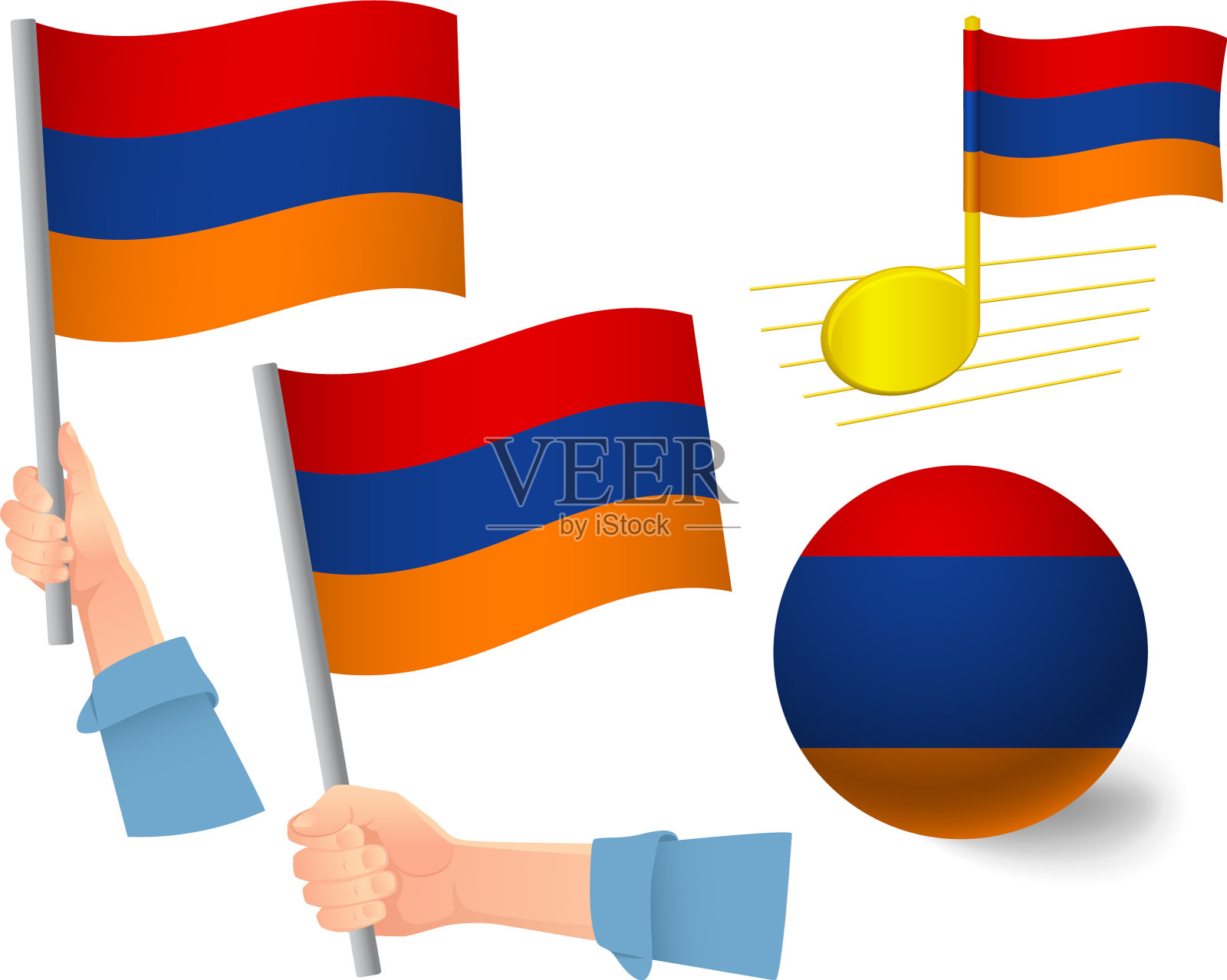 亚美尼亚国旗图标集图标素材