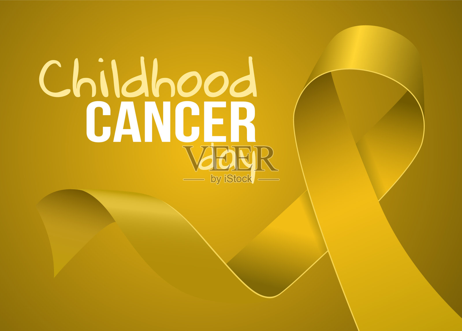 高质量的儿童癌症日背景与3D黄色丝带为您的设计。孤立的向量元素插画图片素材