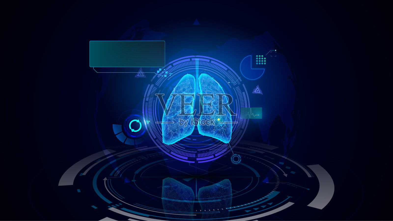 医疗概念肺诊断保健hud UI高科技未来的设计插画图片素材