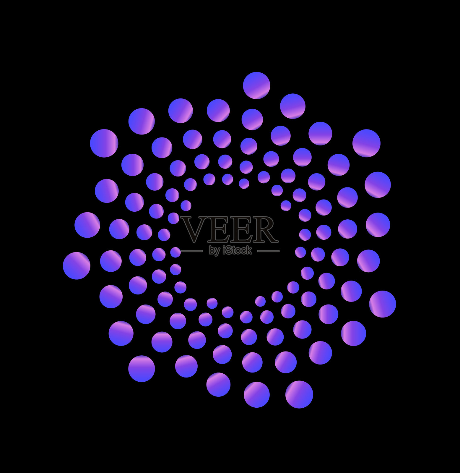 明亮的紫色点在一个漩涡模式向量插画图片素材