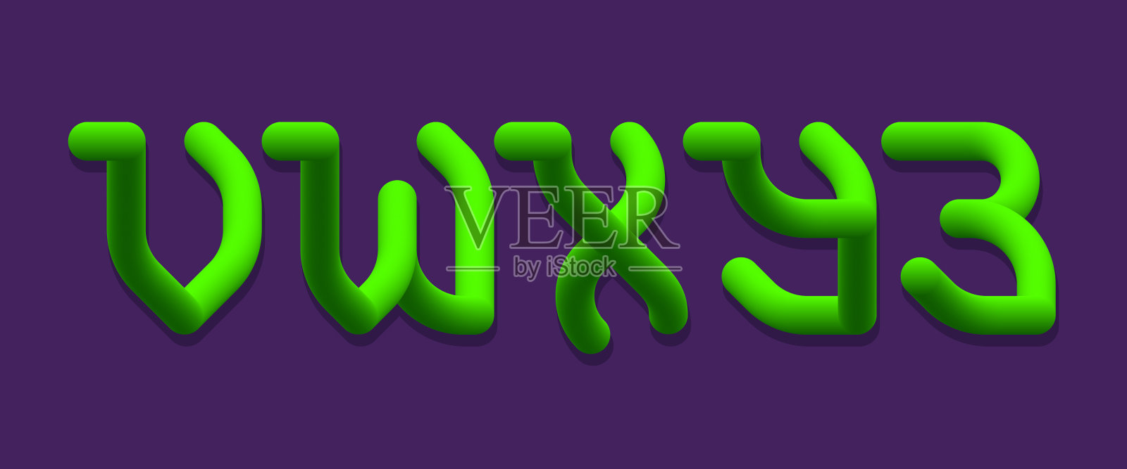 V w x y z绿色渐变3d字母发光插画图片素材