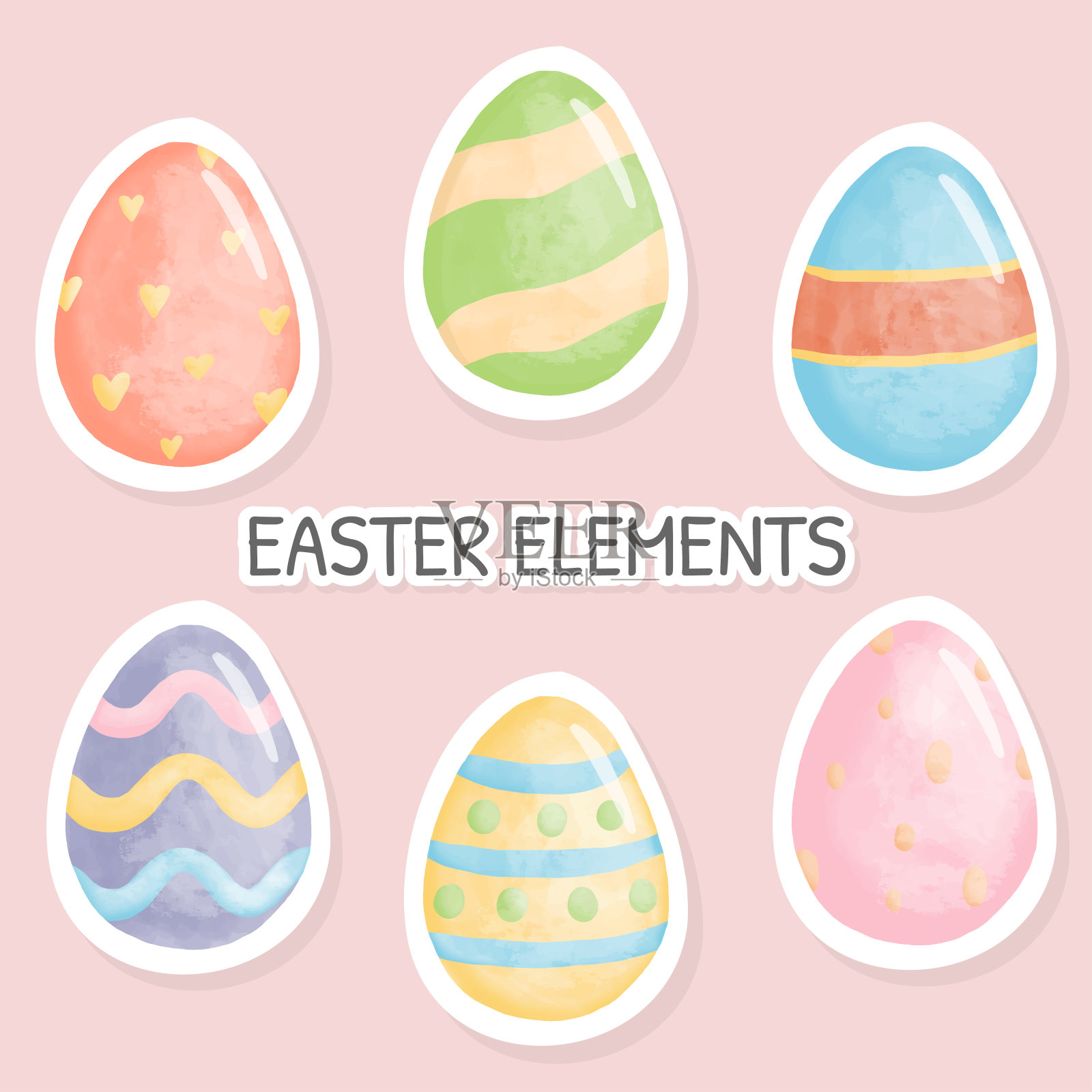 水彩复活节快乐与复活节彩蛋插画图片素材