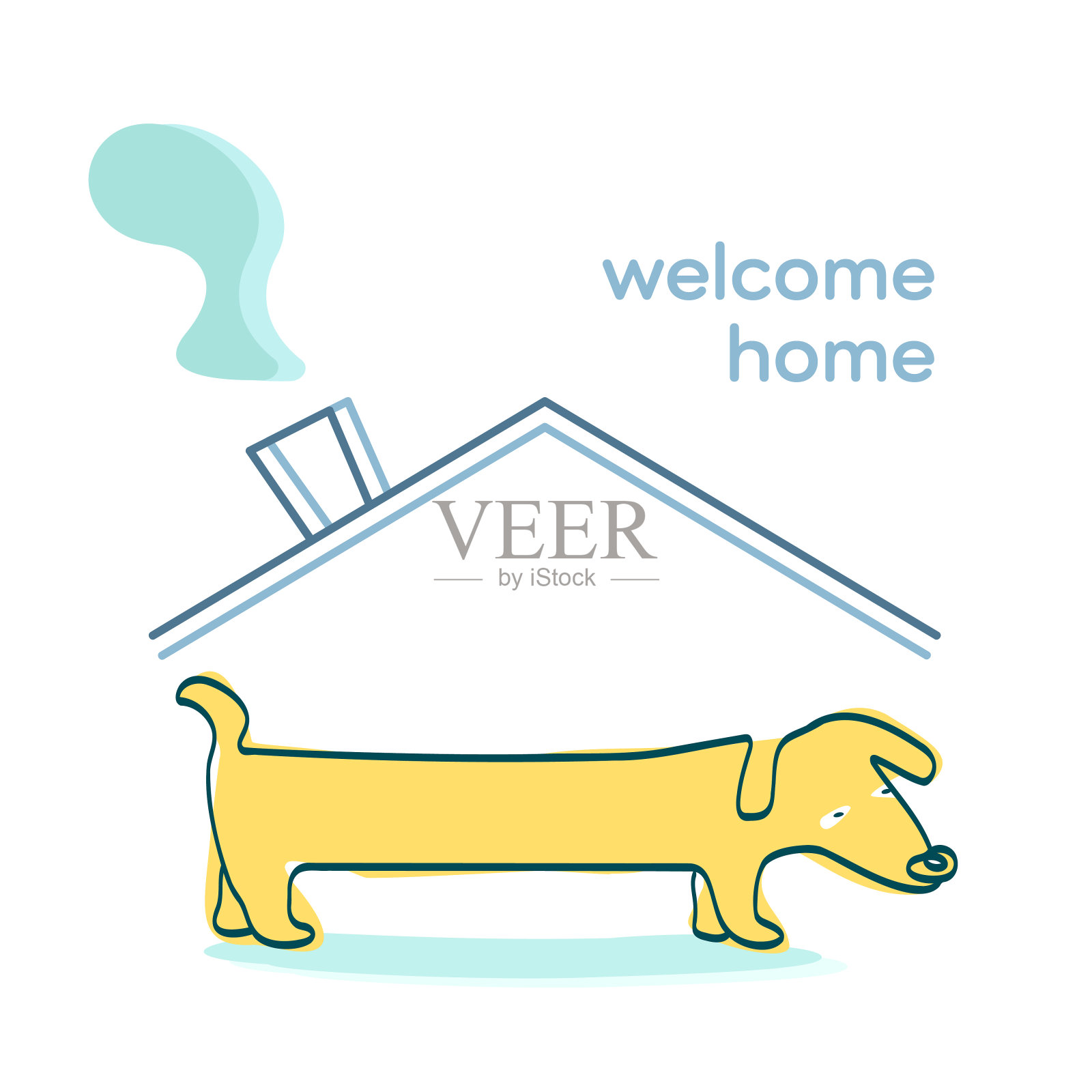 狗在新家，欢迎回家的海报插画图片素材
