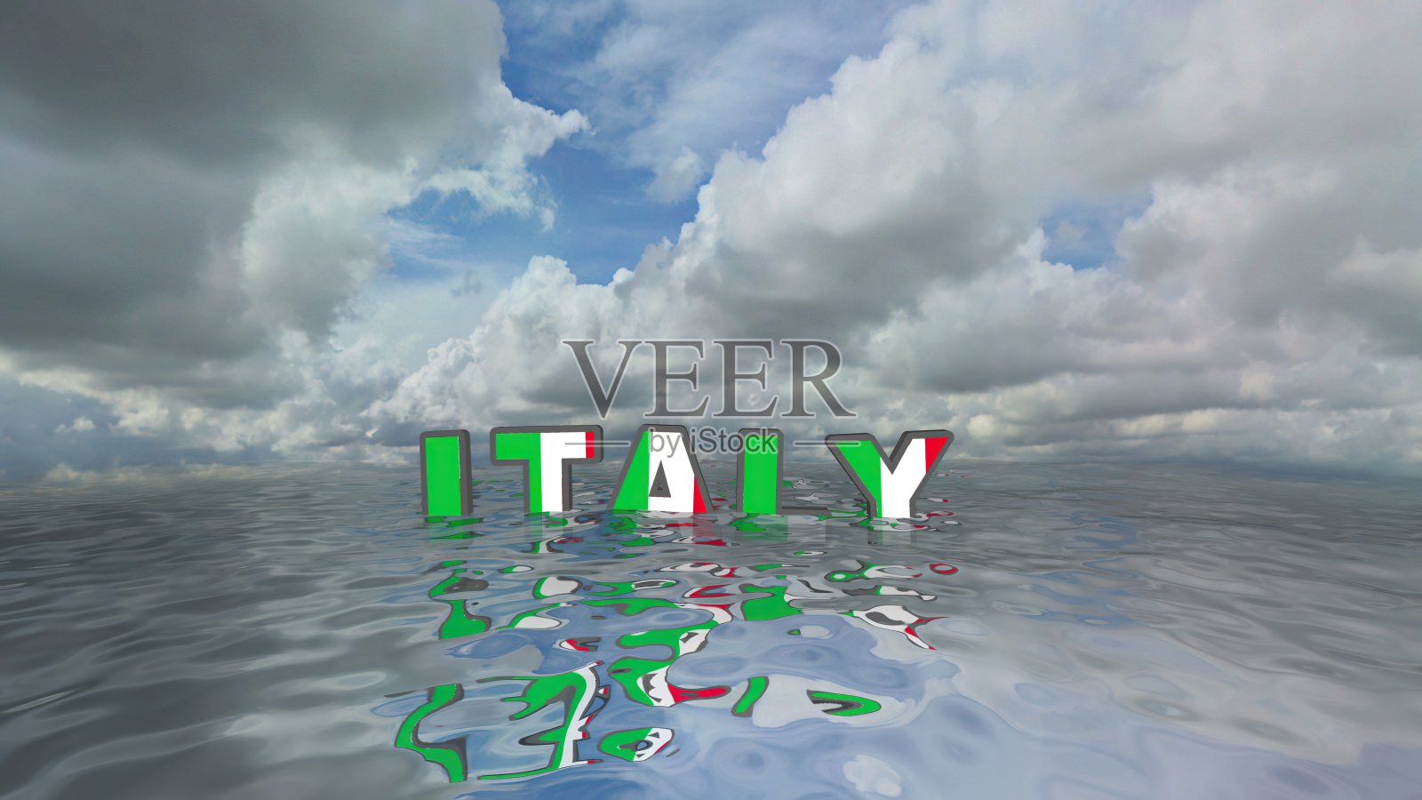 意大利3d插图文字水上度假概念照片摄影图片