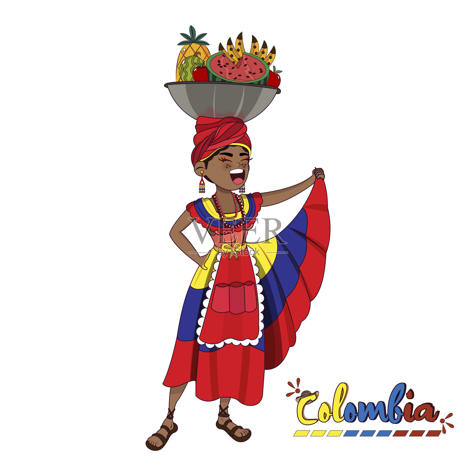 孤立的哥伦比亚帕伦奎拉女人设计元素图片