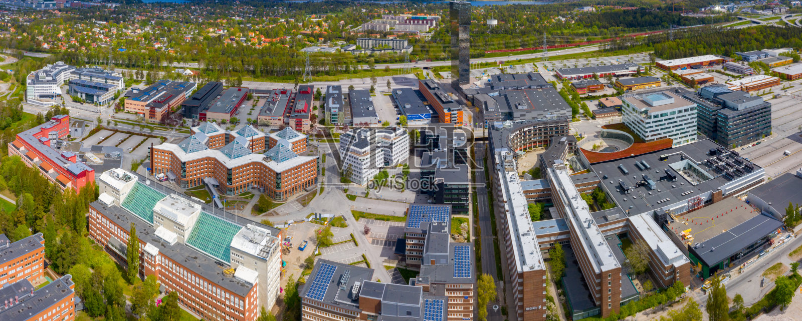 Kista从空中俯瞰，斯德哥尔摩照片摄影图片