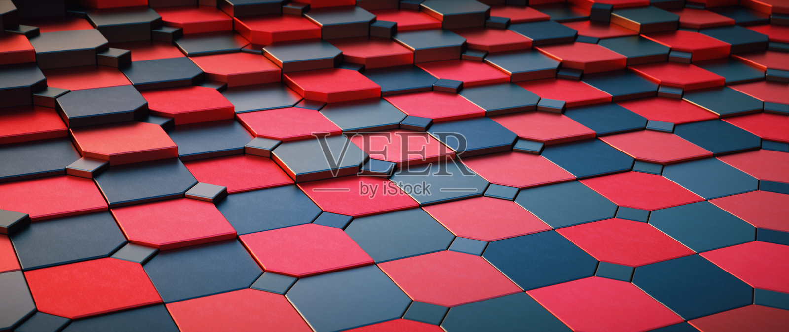 彩色的红色和黑色方形马赛克地板在不均匀的格子图案-低角度表面透视照片摄影图片