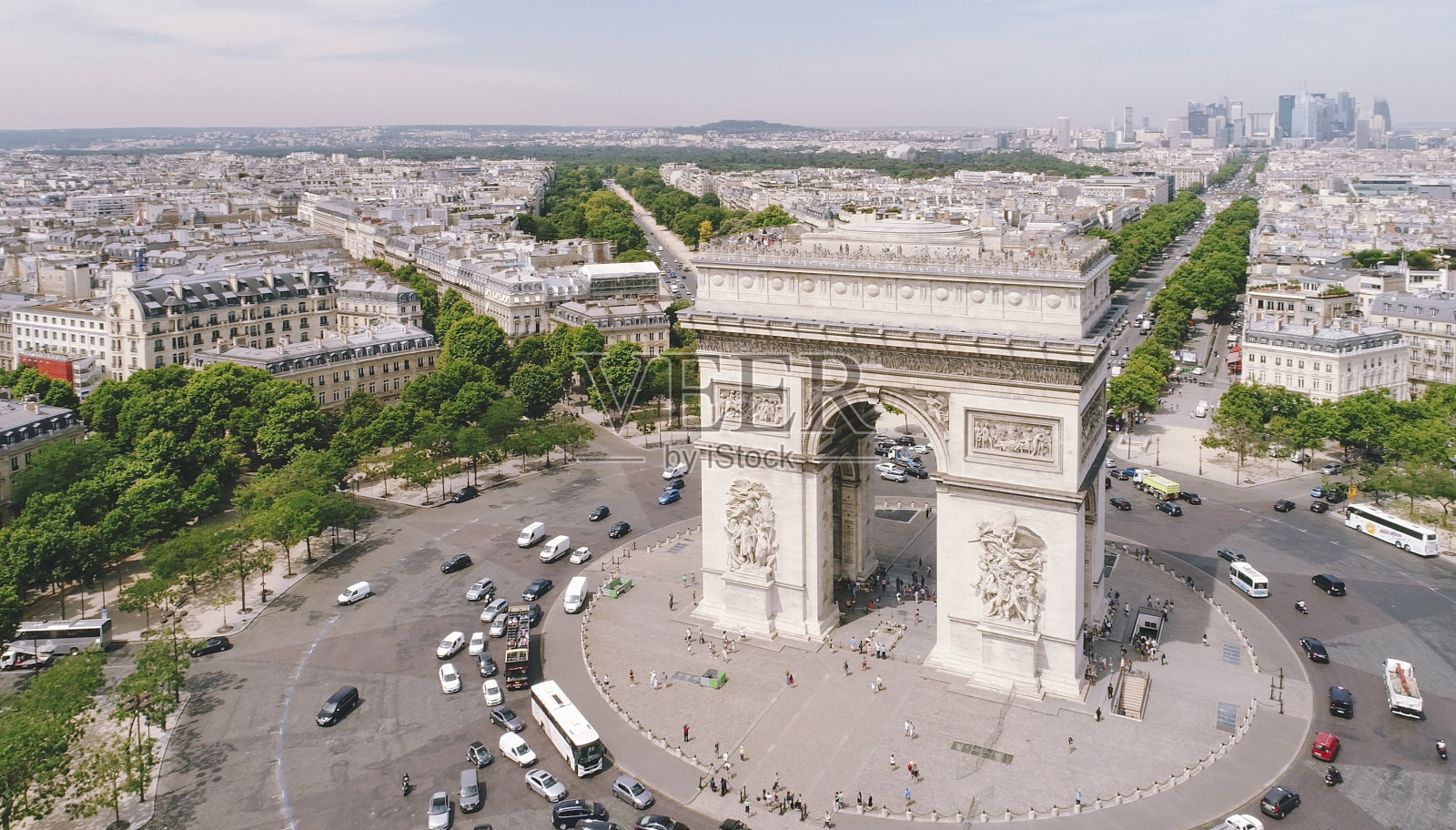 法国巴黎凯旋门鸟瞰图照片摄影图片