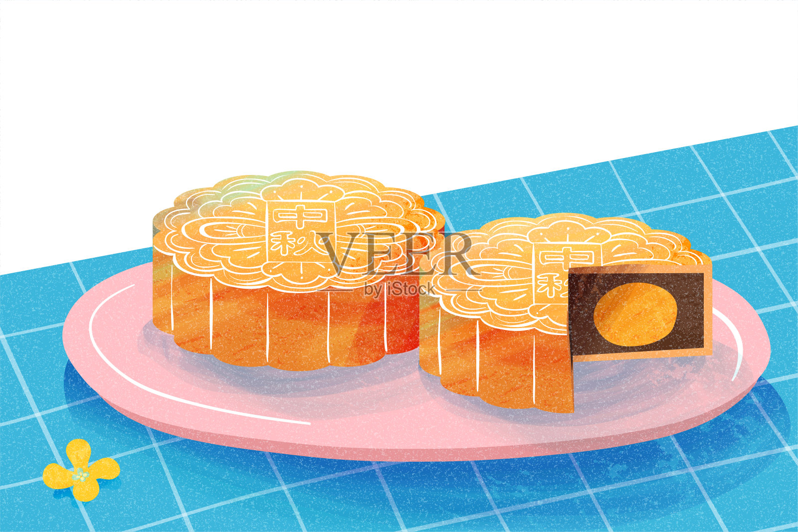 美味蛋黃月餅插圖插画图片素材