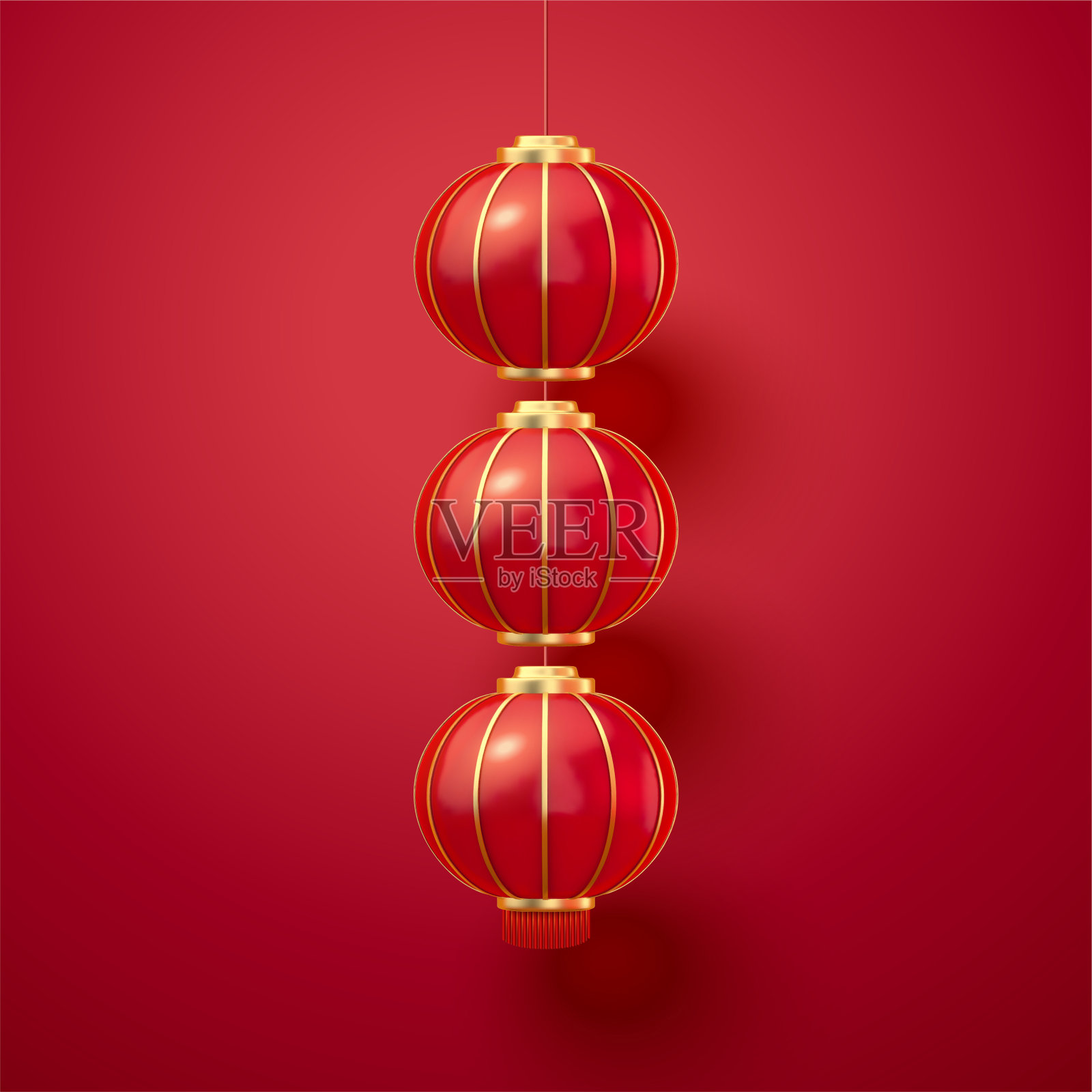 三维中国传统红灯笼模型插画图片素材